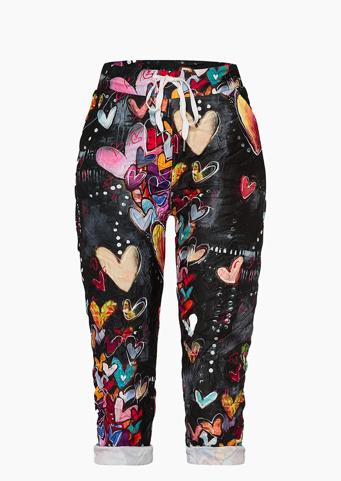 Capri-Joggpants im Alloverprint, schwarz