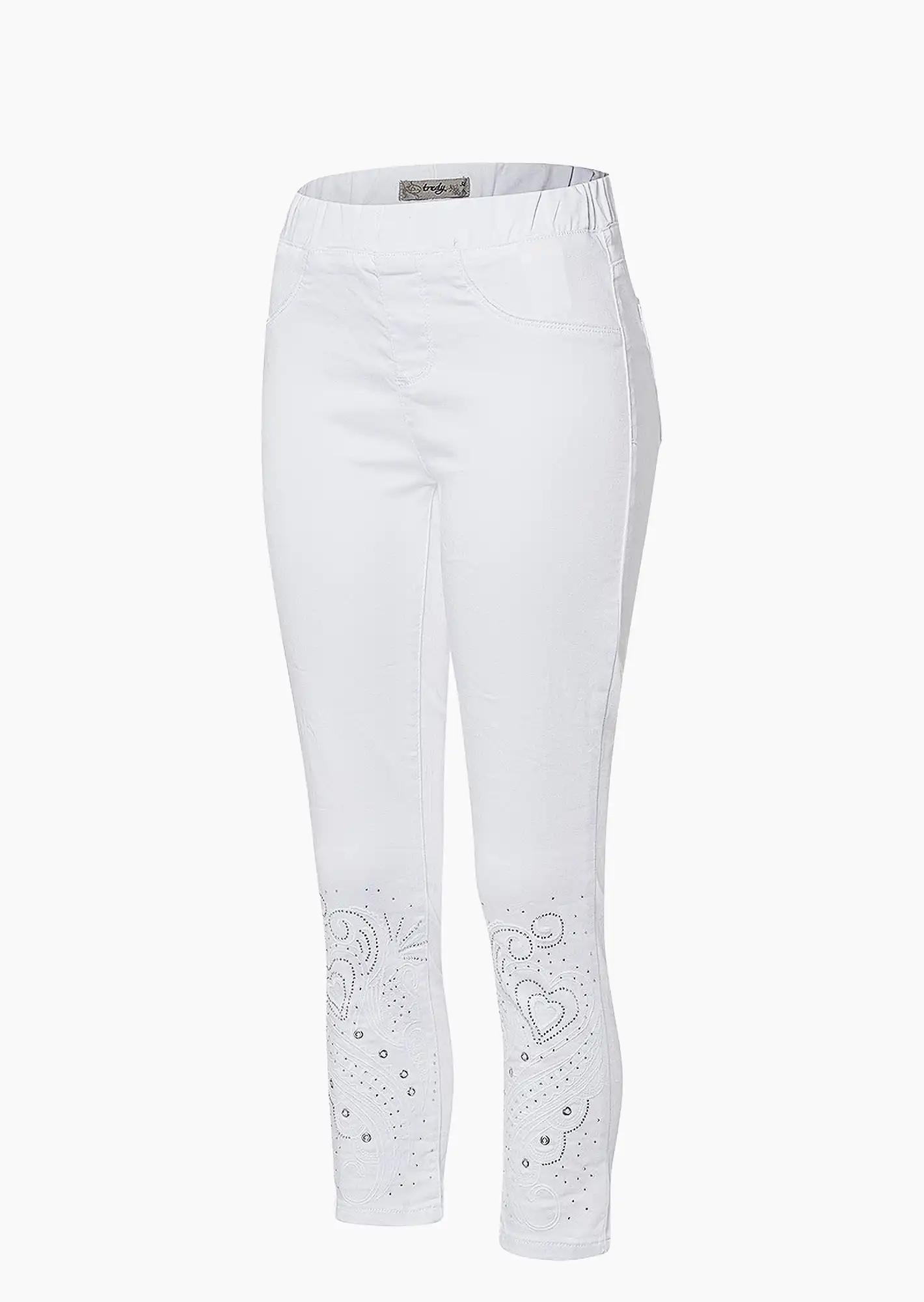 Jeggings mit Stickerei, weiß
