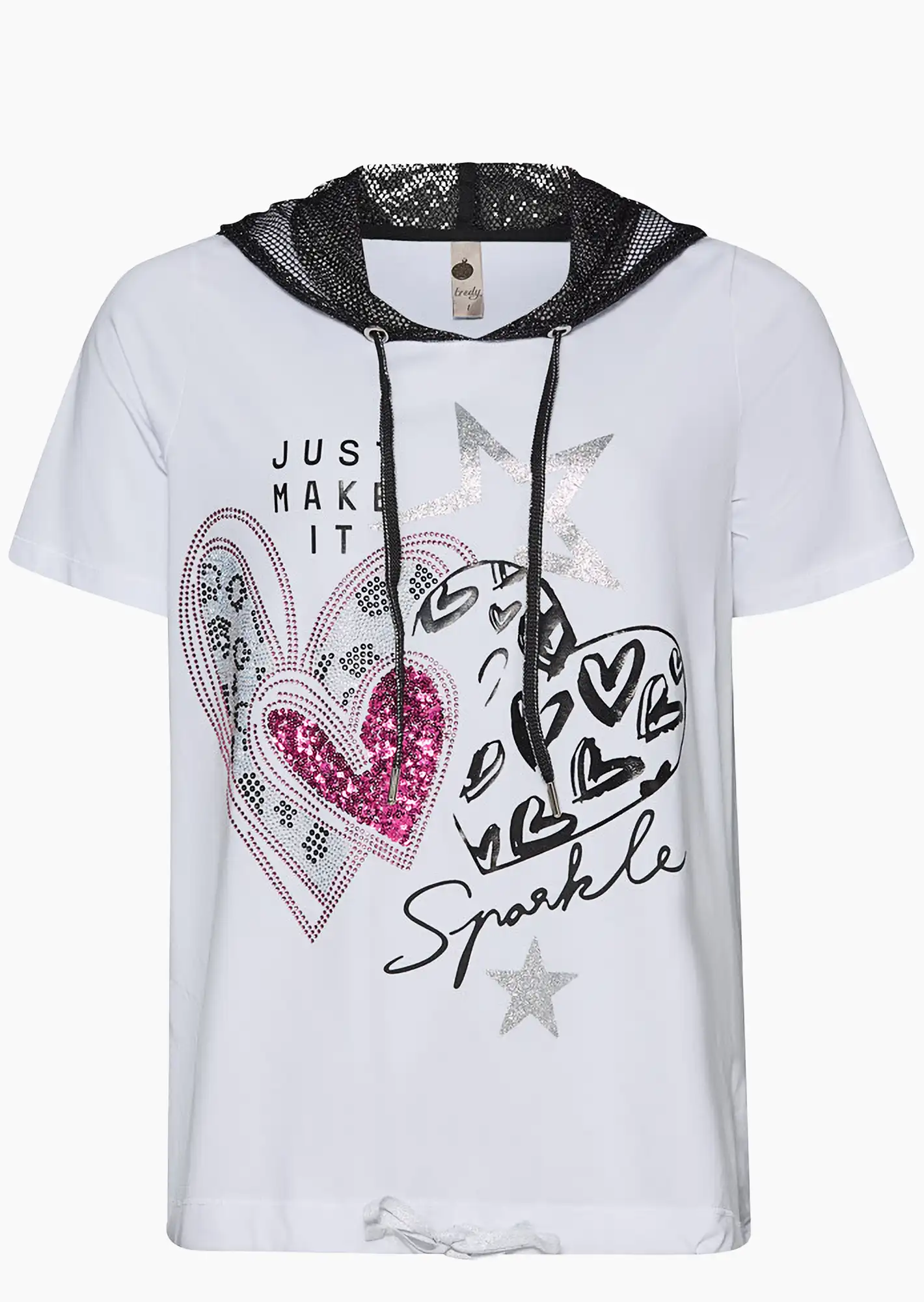 Shirt 'Sparkle', weiß