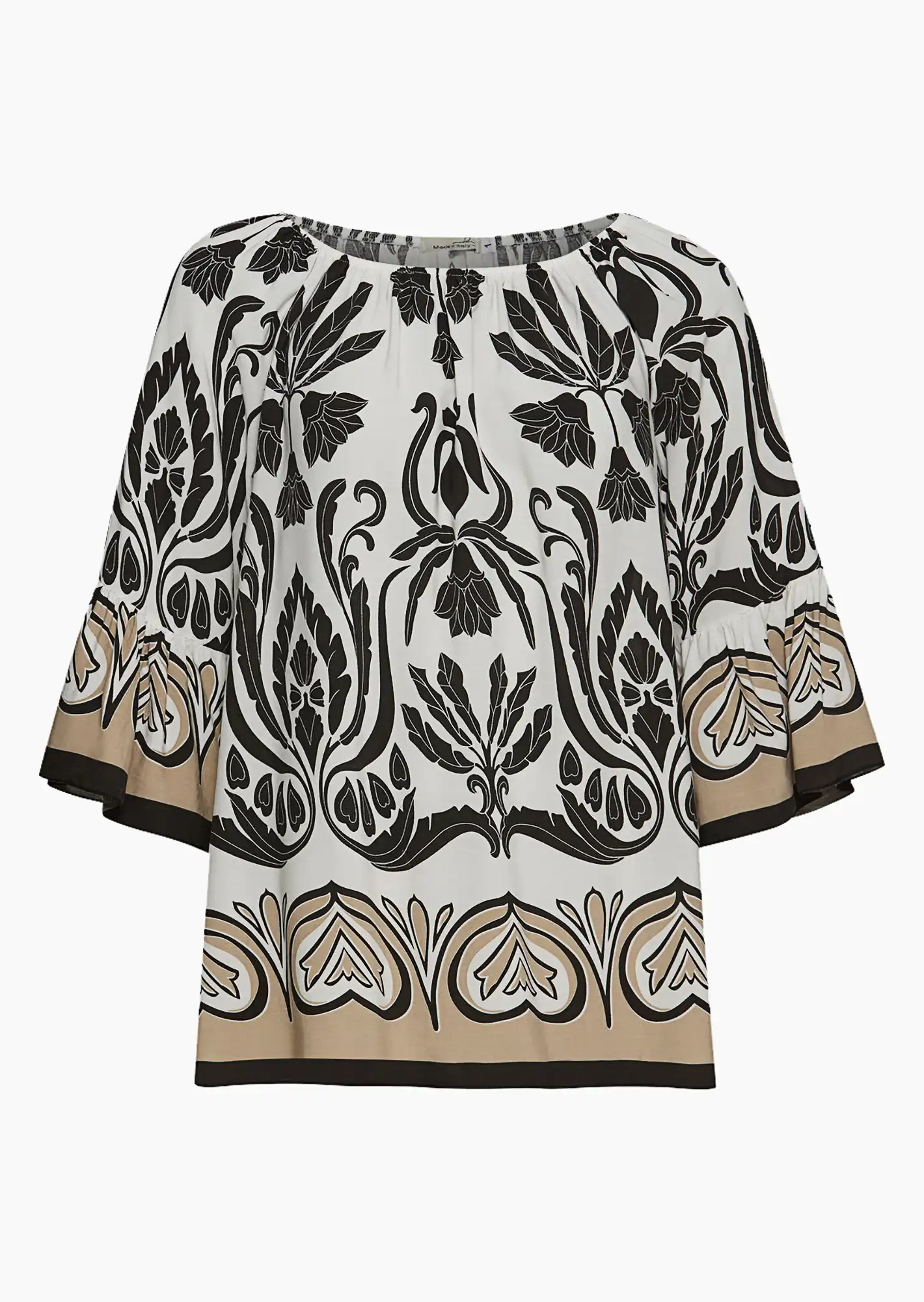 Bluse 'Ornament', schwarz-weiß