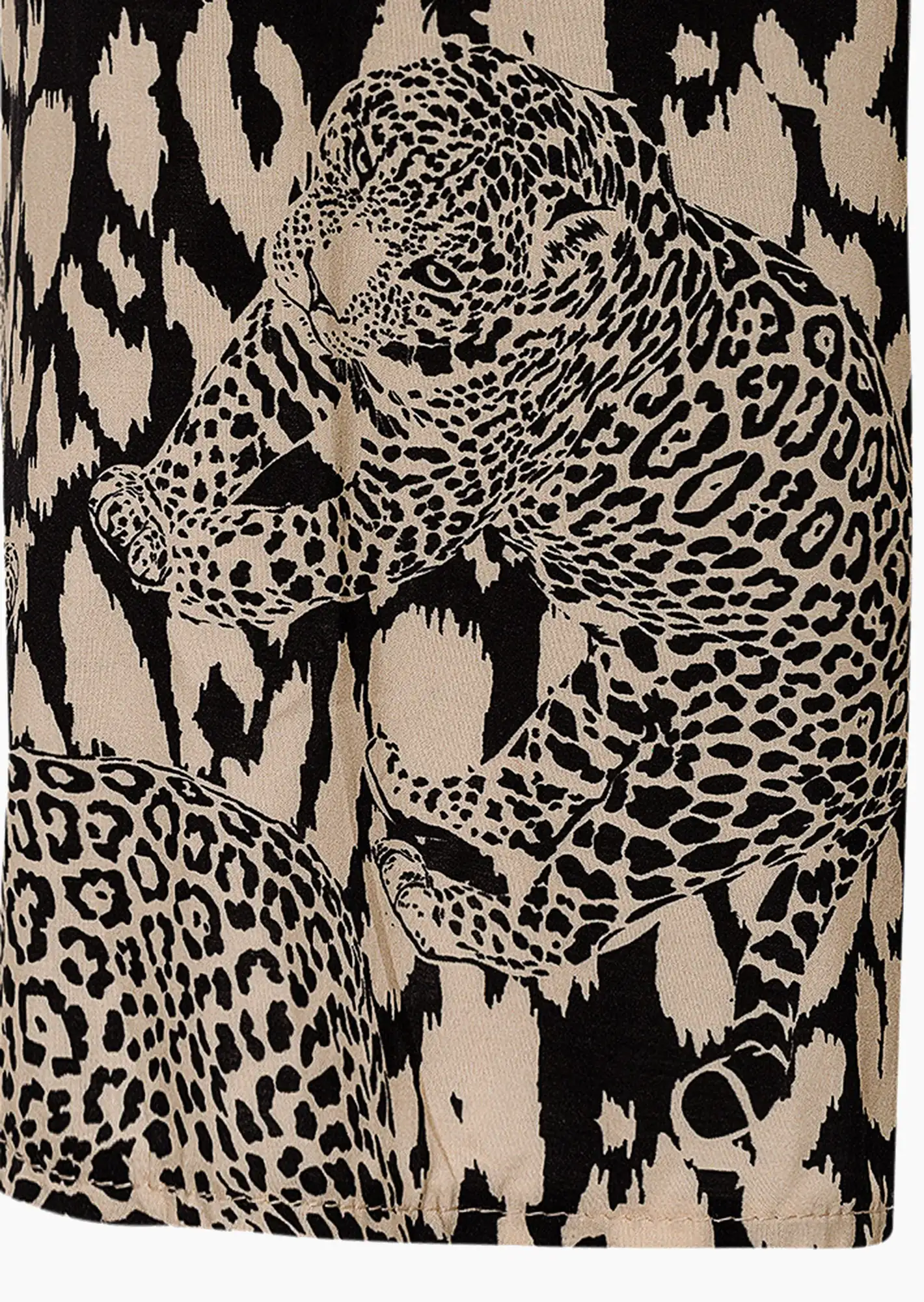 Viskose-Hose 'Leopard', schwarz-beige