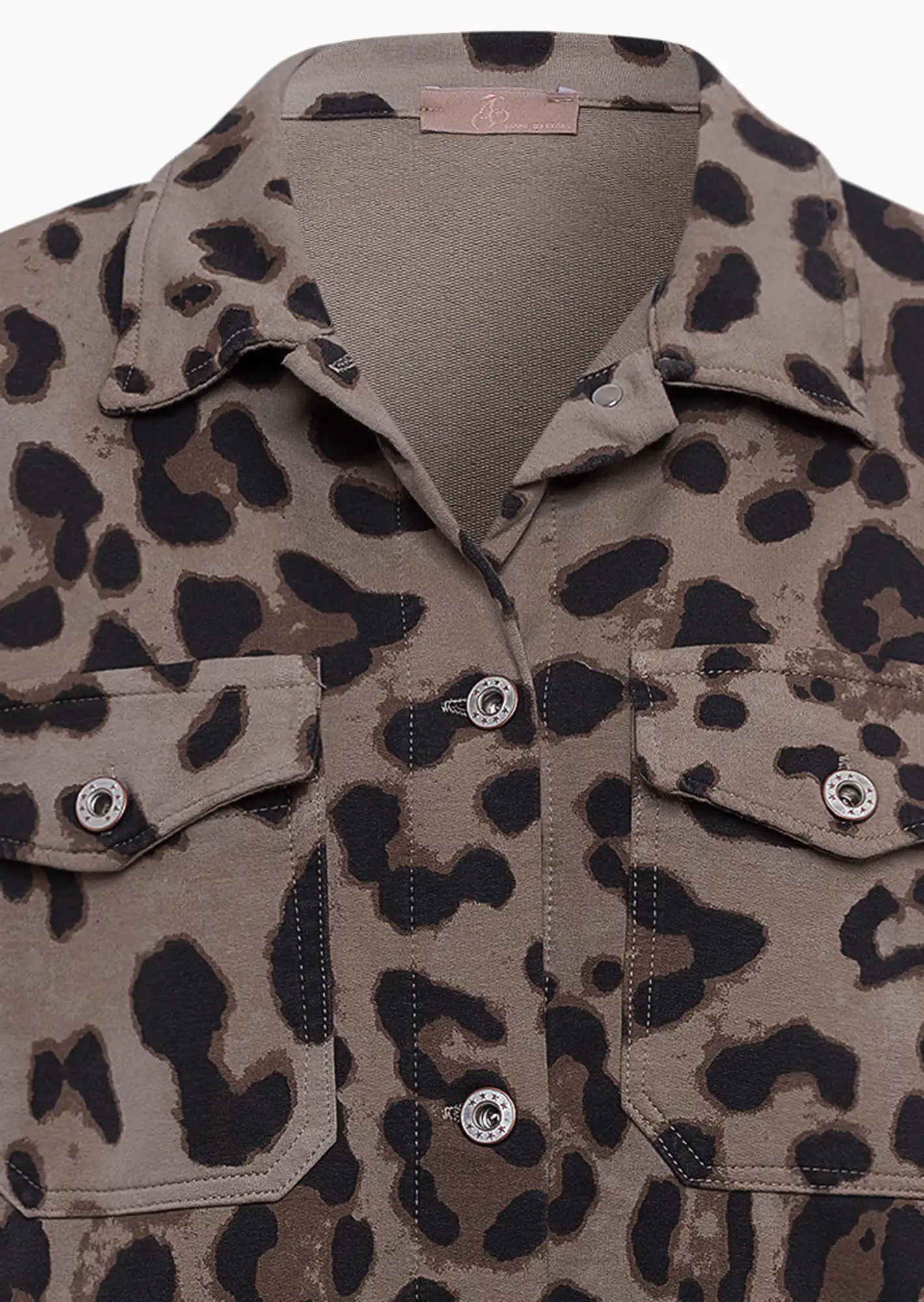 Sweatjacke im Leoprint, taupe
