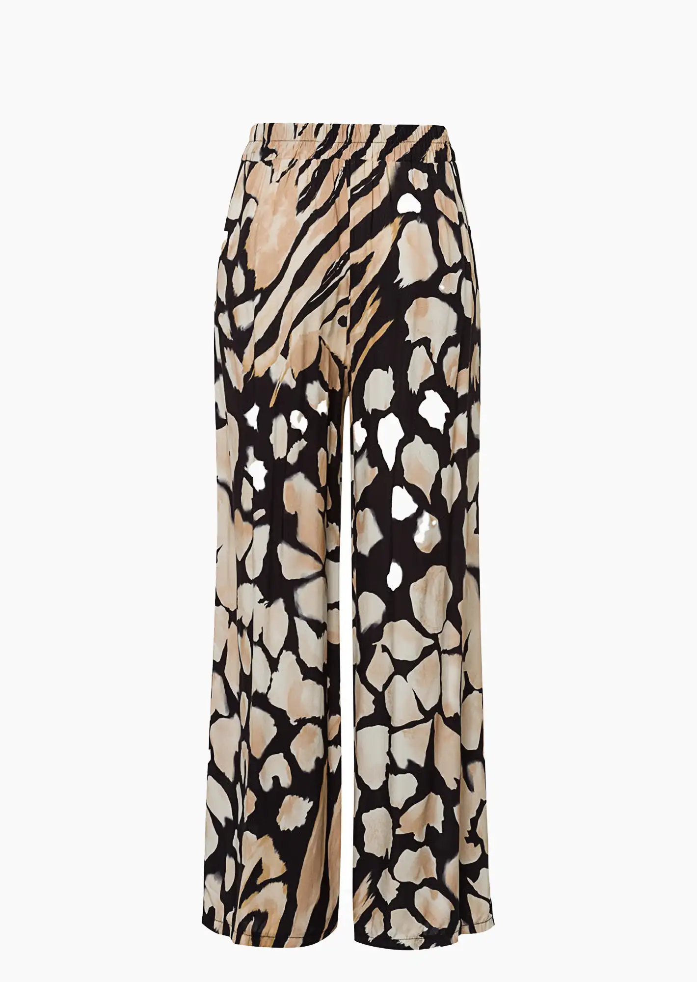 Hose im Alloverprint, schwarz-beige
