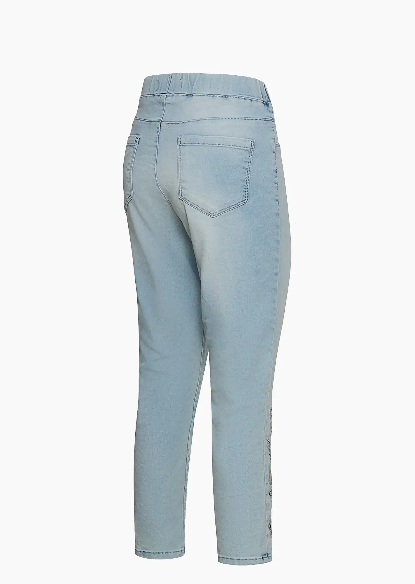 Jeggings 'Flowers', bleached denim