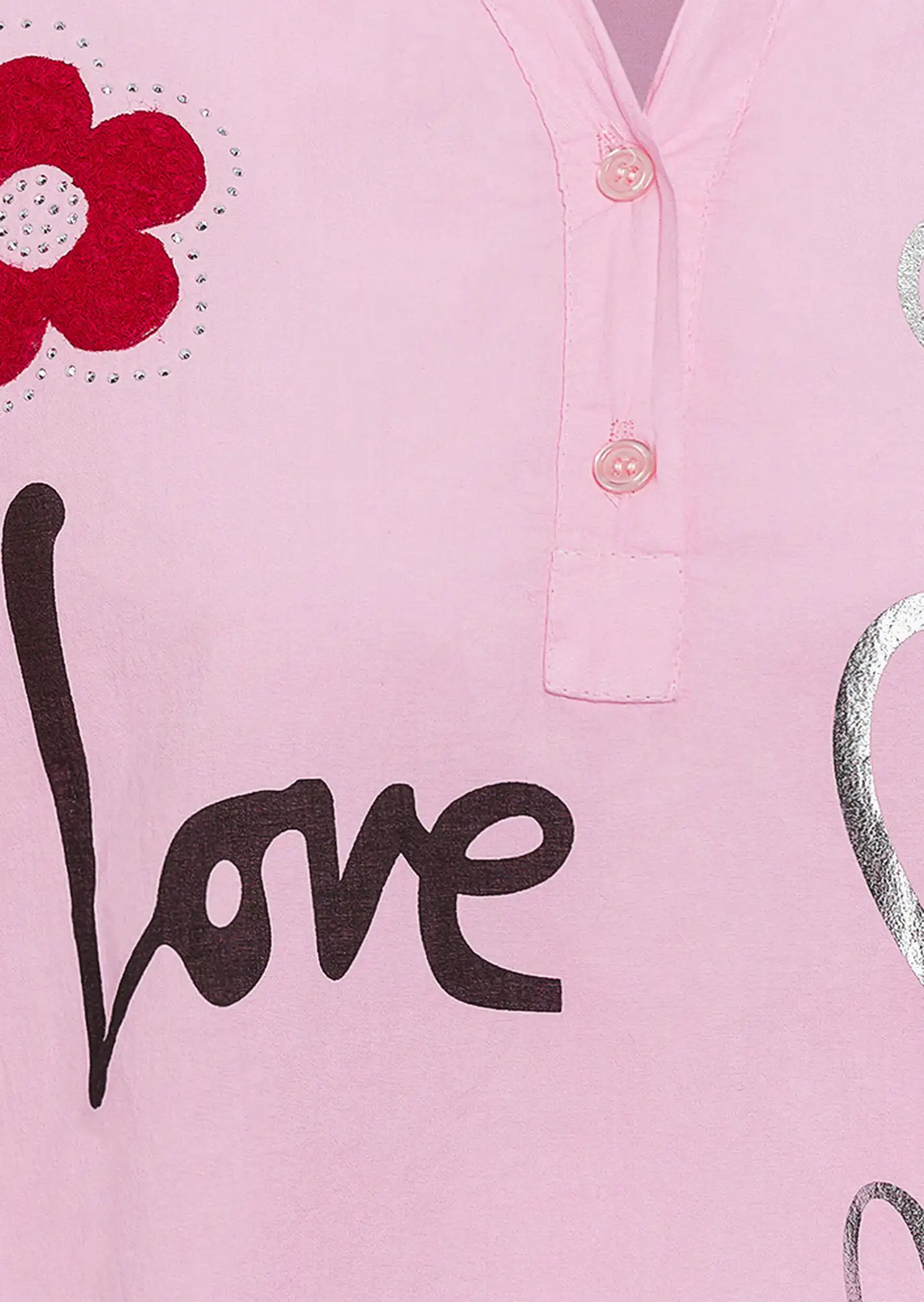 Bluse 'Love', pink fluro