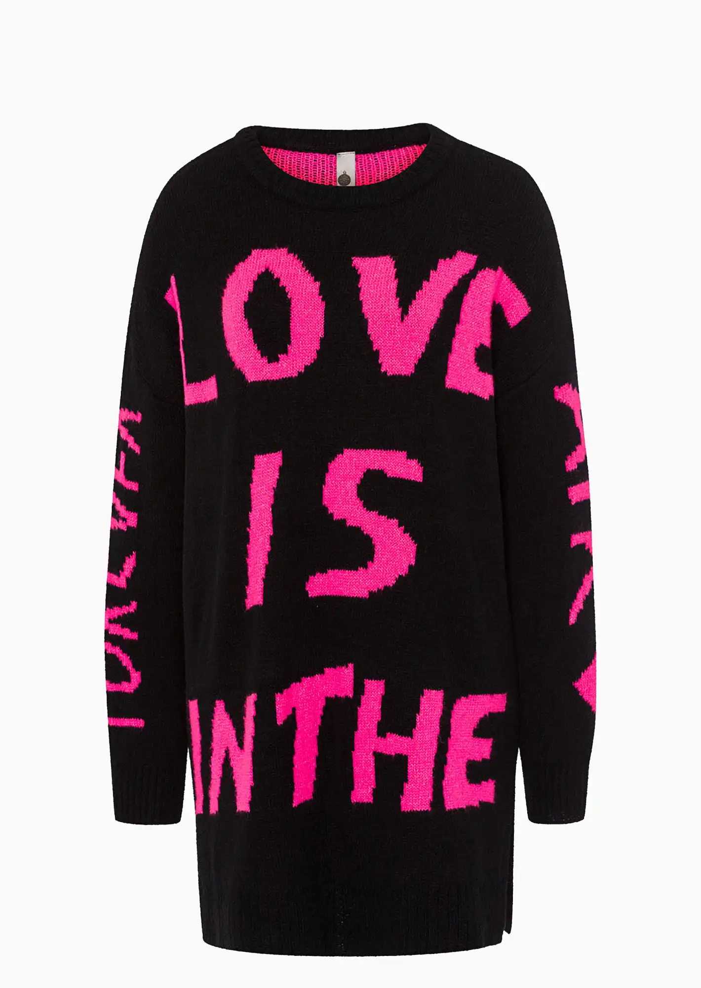 Strickpullover, schwarz-pink