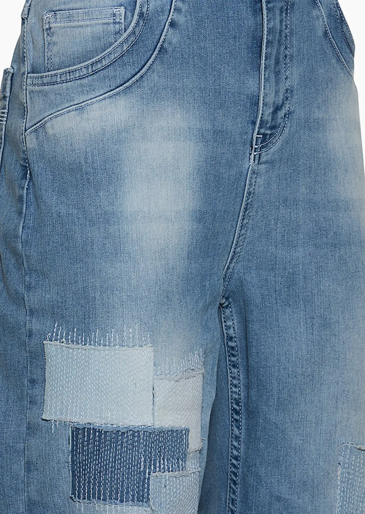 Wide Leg Jeans Patches, light blue denim