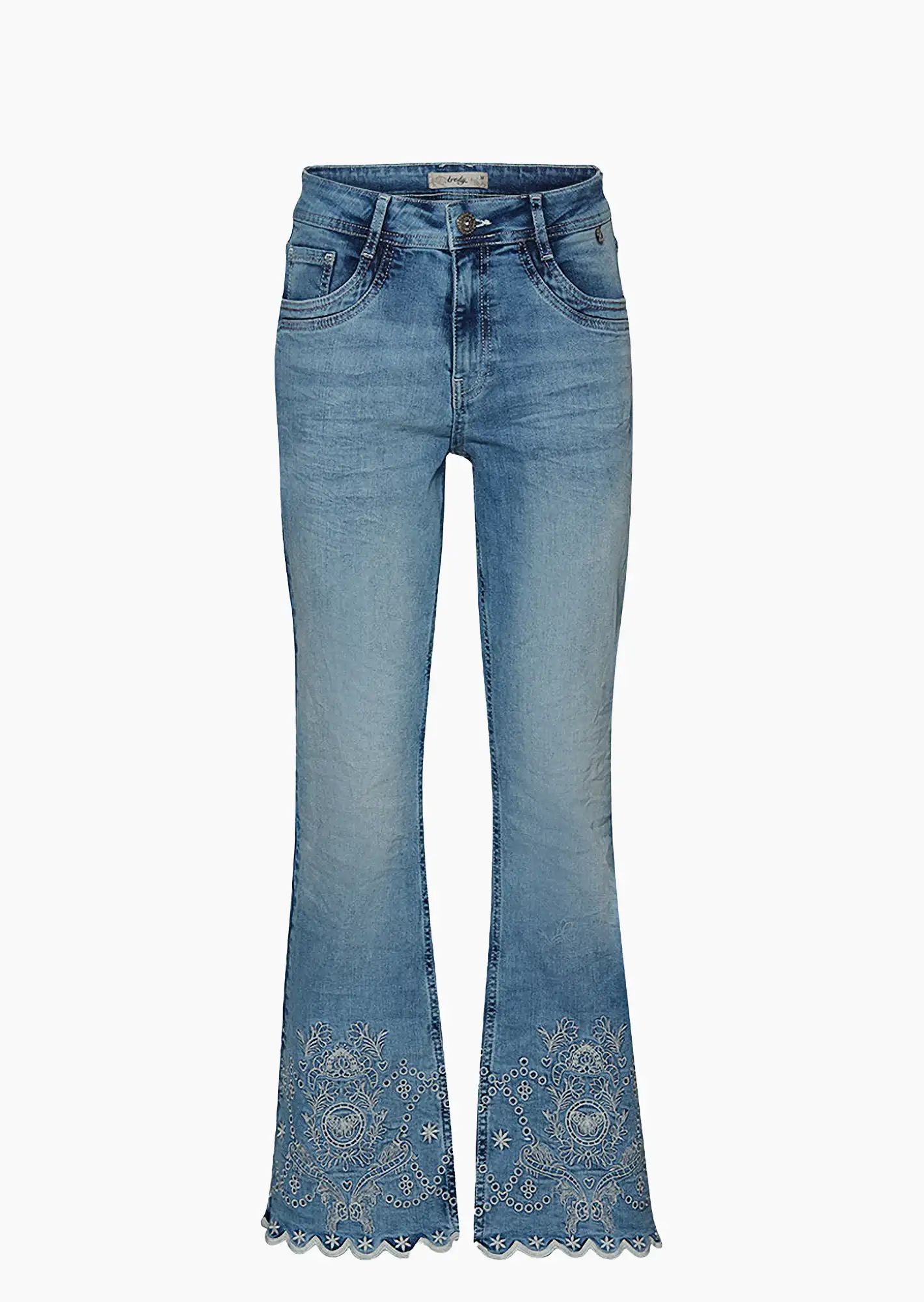 Jeans im Bootcut-Schnitt, light blue denim