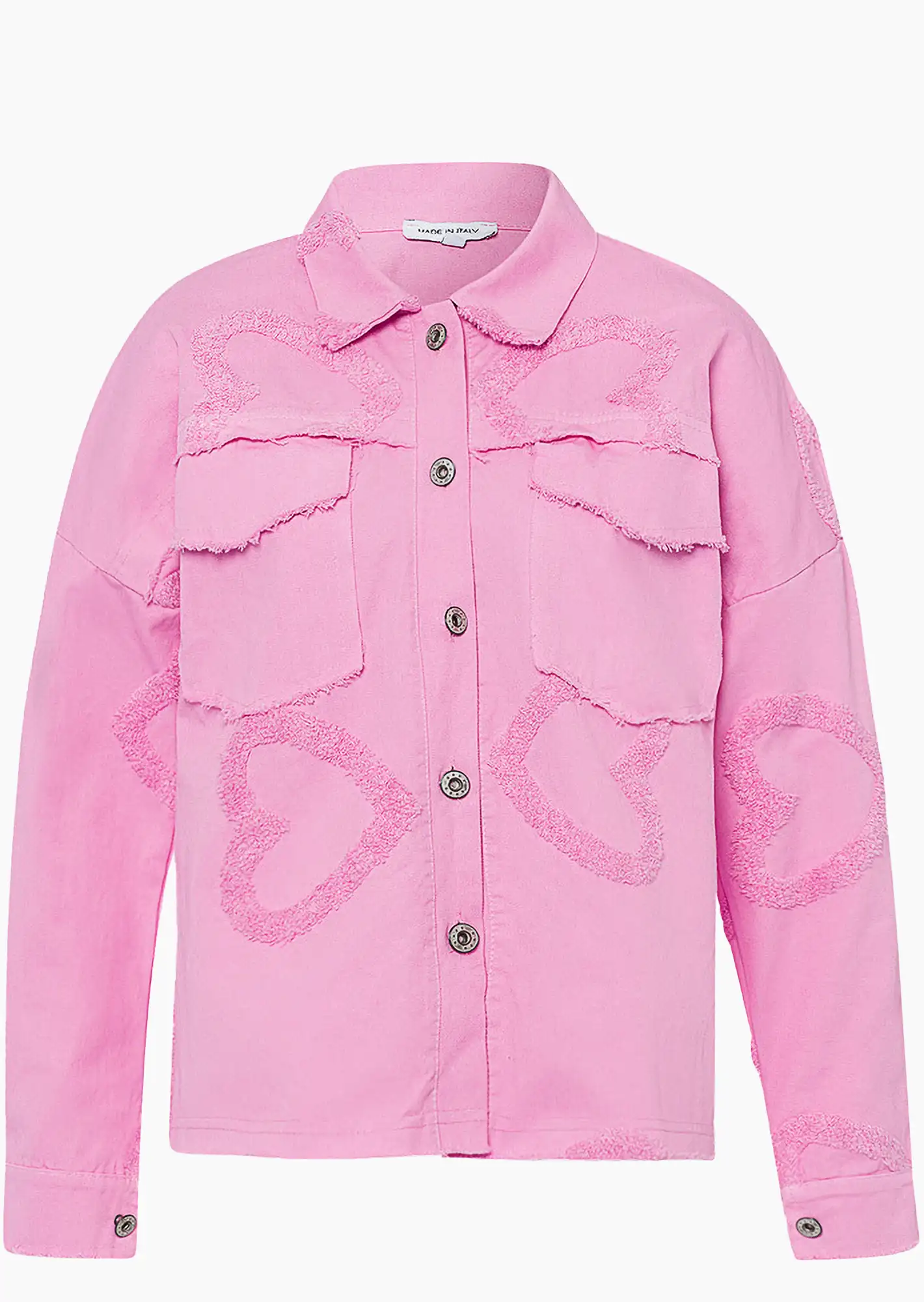 Jeansjacke 'Herz', pink fluro