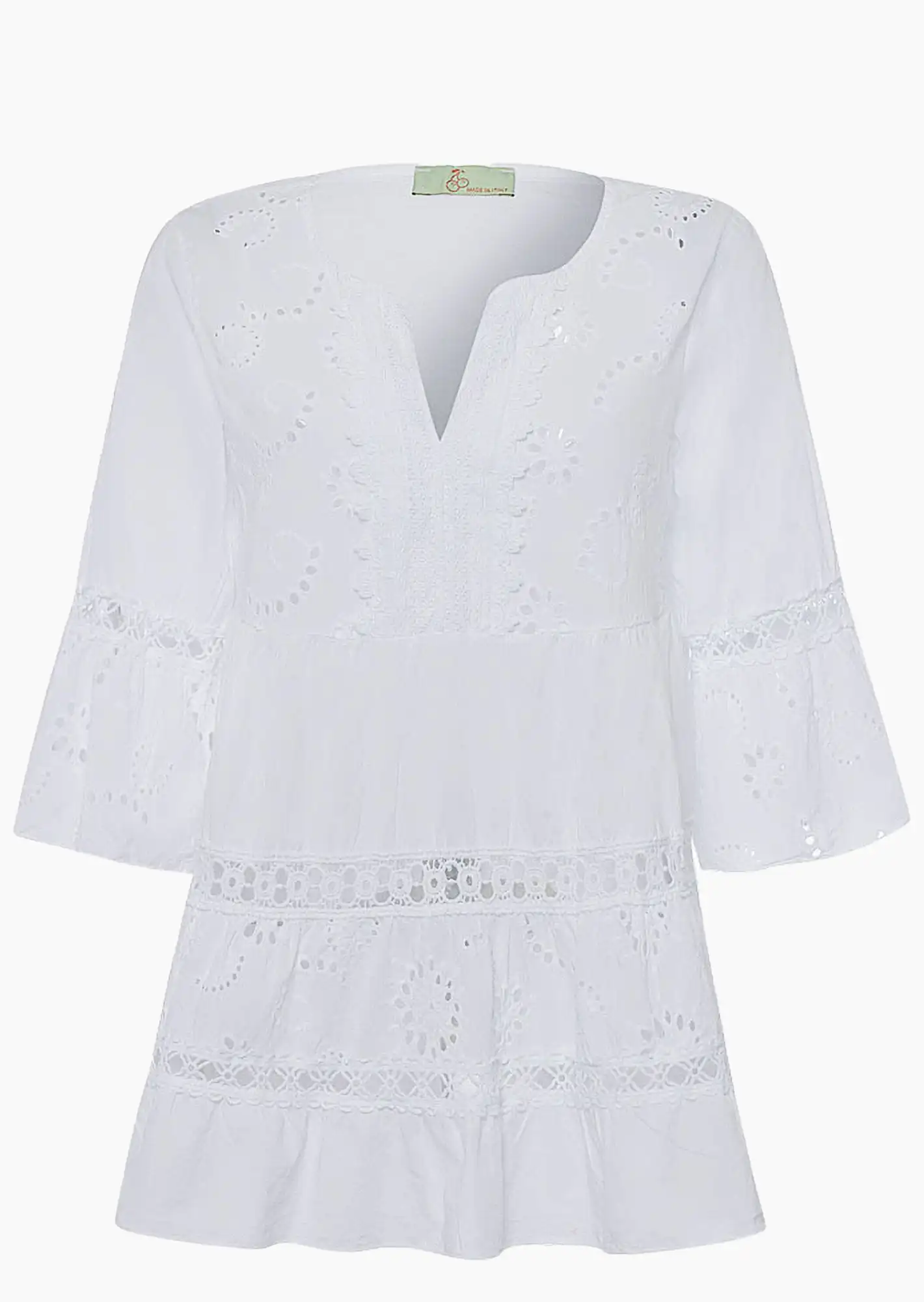 Bluse mit Lochstickerei, weiß