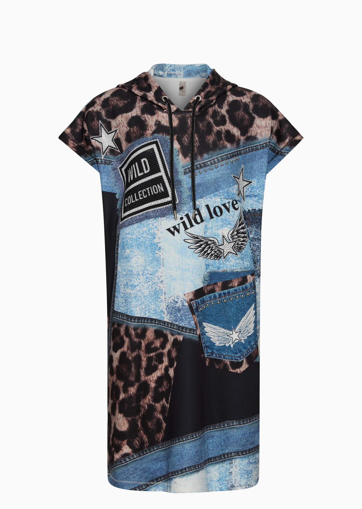 Kleid 'Wild collection', blau-weiß