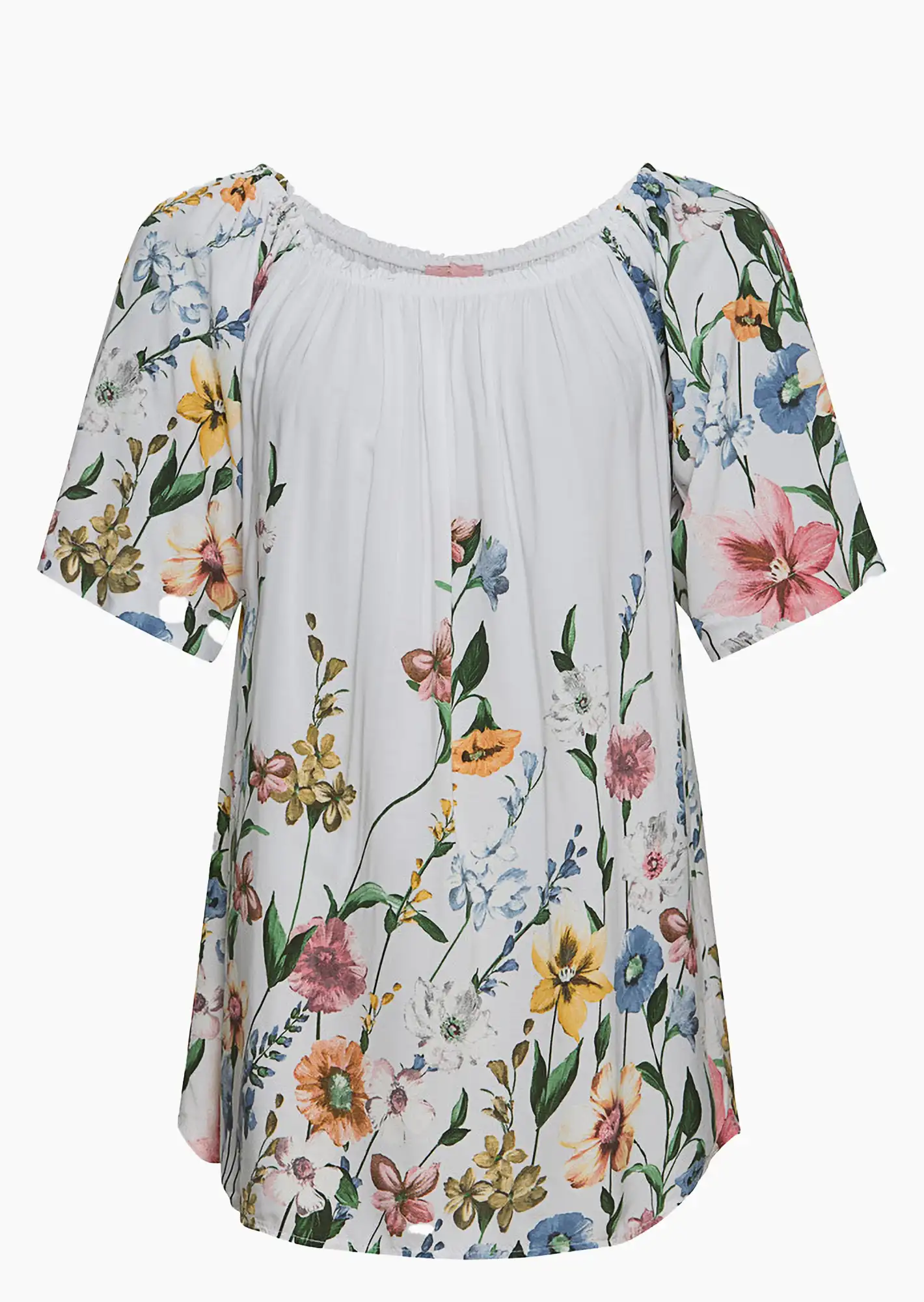 florale Bluse, weiß