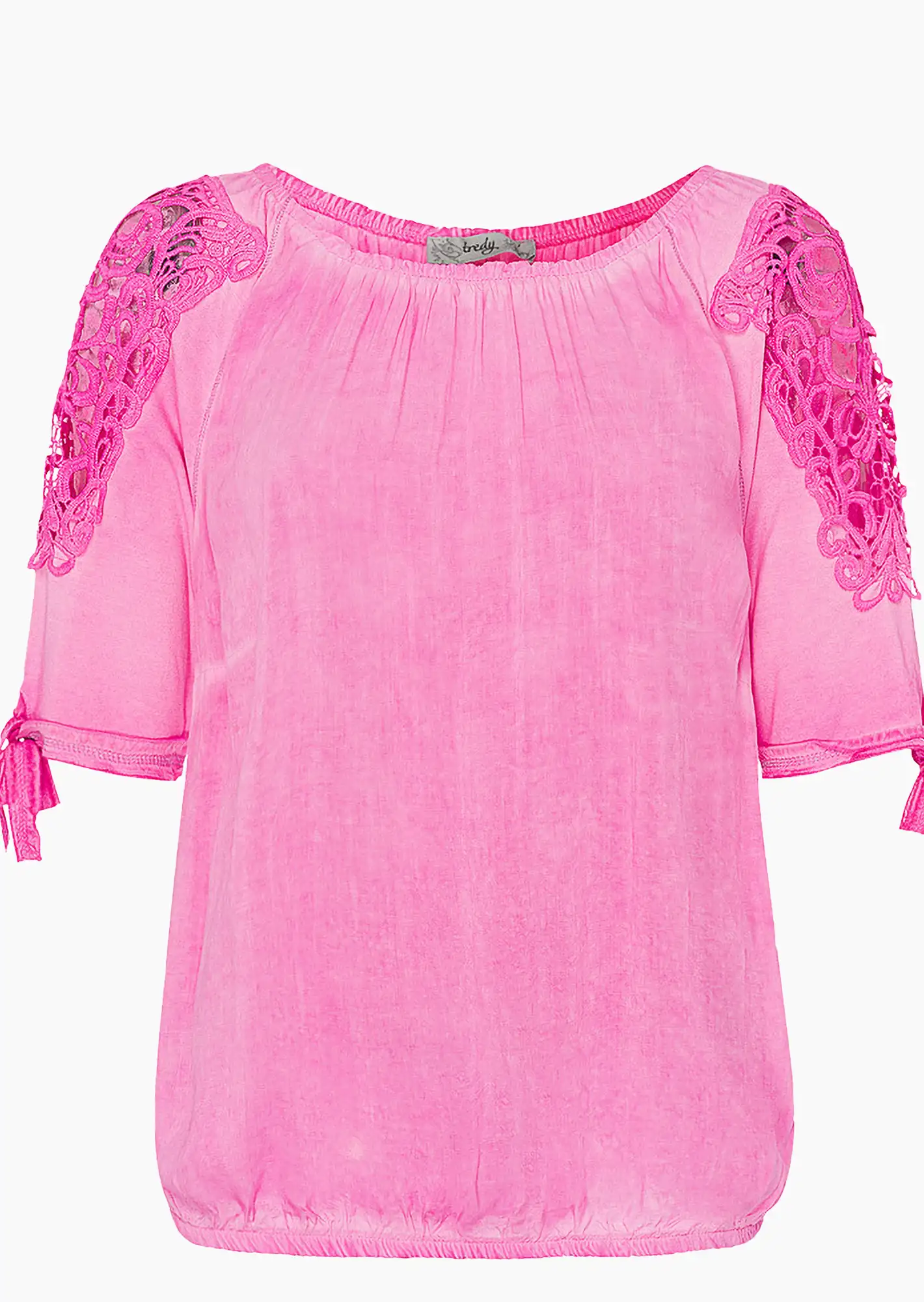 Shirt mit Spitze, pink fluro