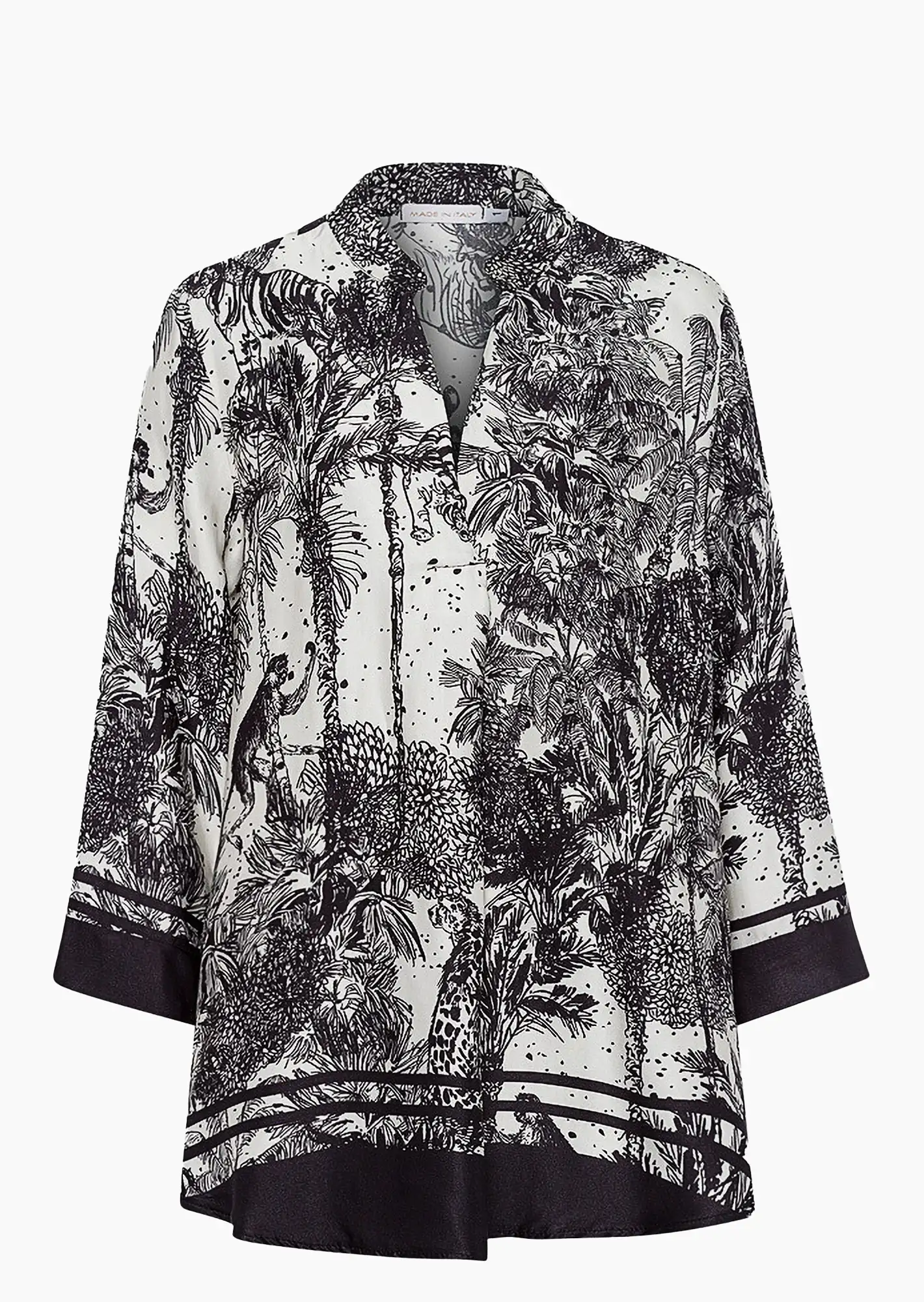 edle Bluse, schwarz-crema
