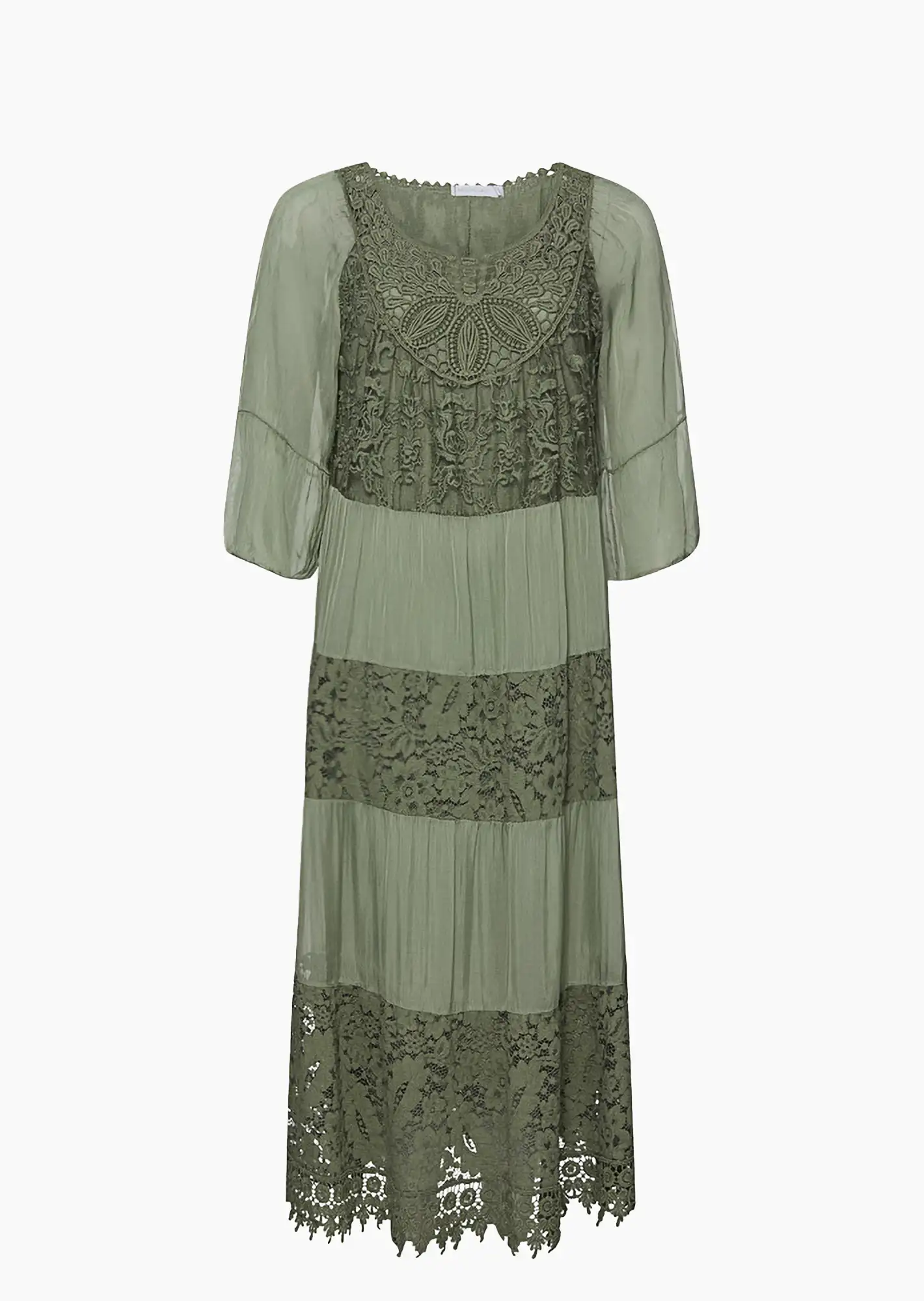 Kleid mit Volants, khaki