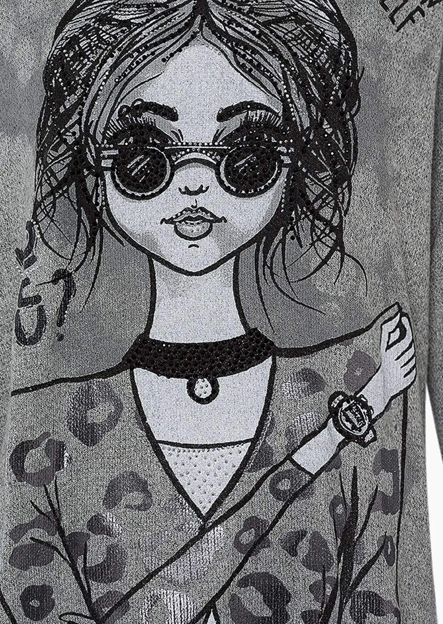 Sweatshirt mit Motiv, silber-melange
