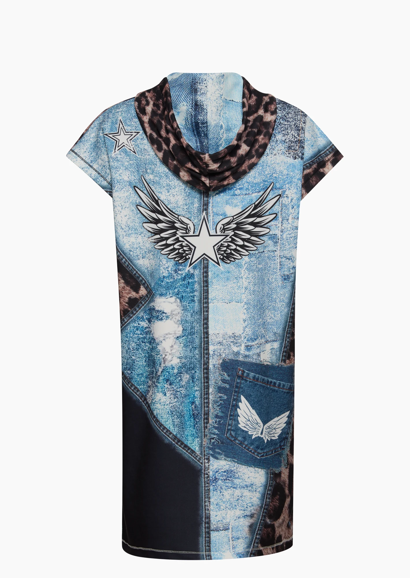 Kleid 'Wild collection', blau-weiß