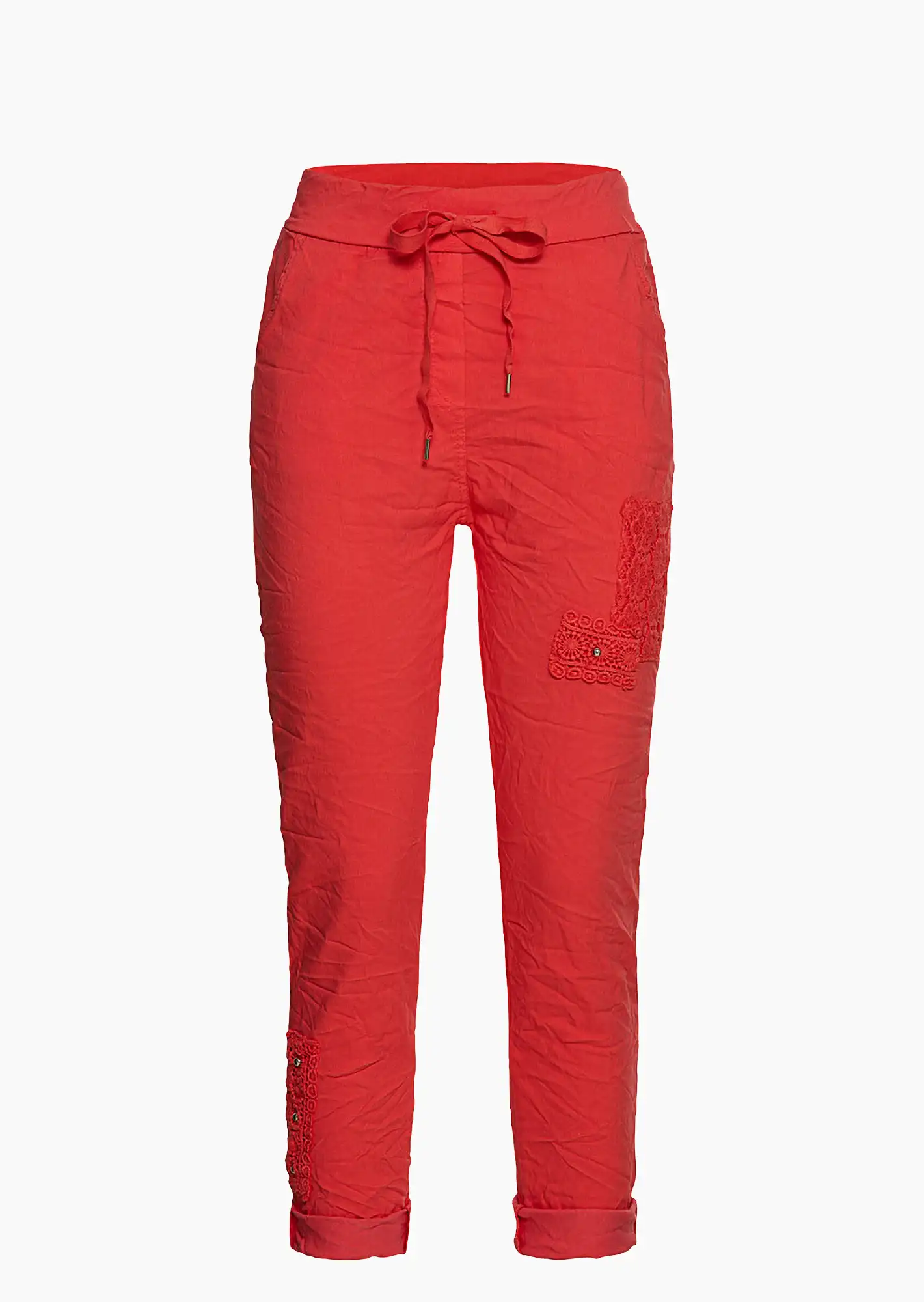 Joggpants mit Häkelpatches, koralle