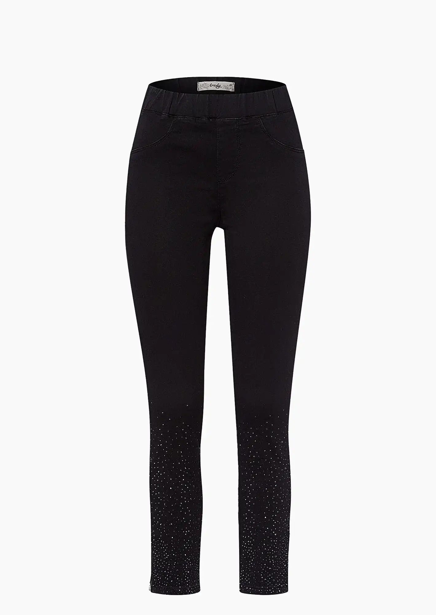 Jeggings mit Ziersteinen, schwarz