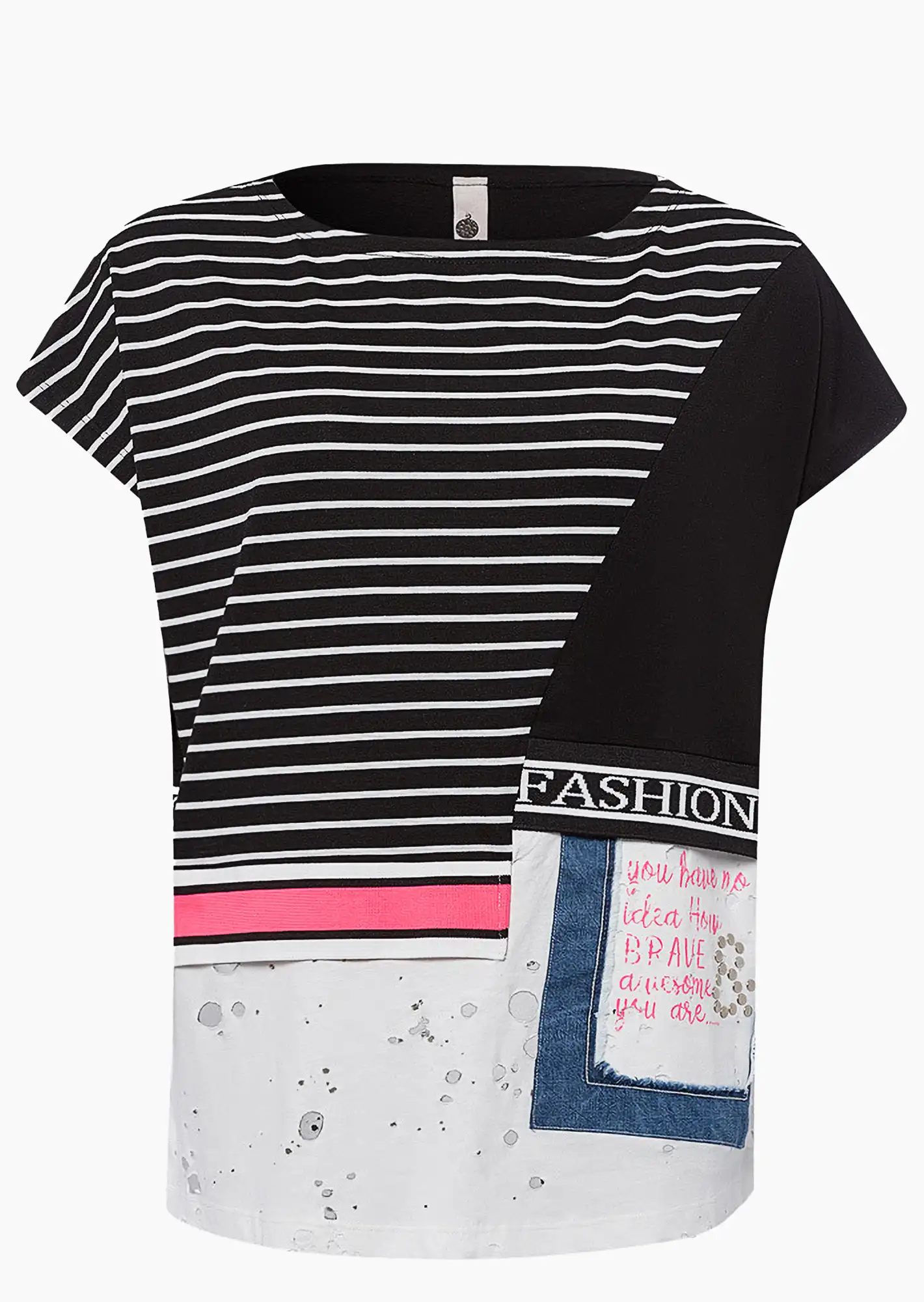 Shirt 'Brave', offwhite-schwarz