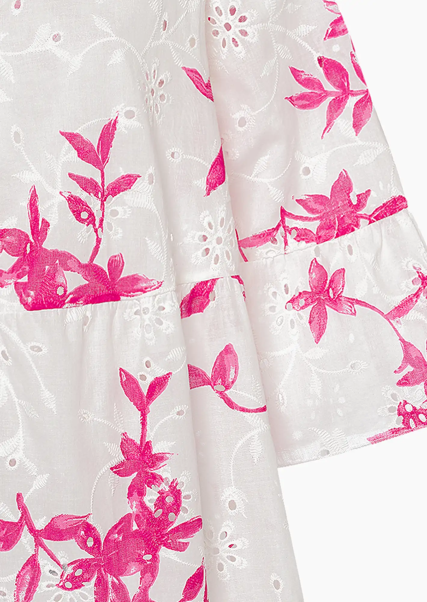Tunika Lochstickerei, pink weiß