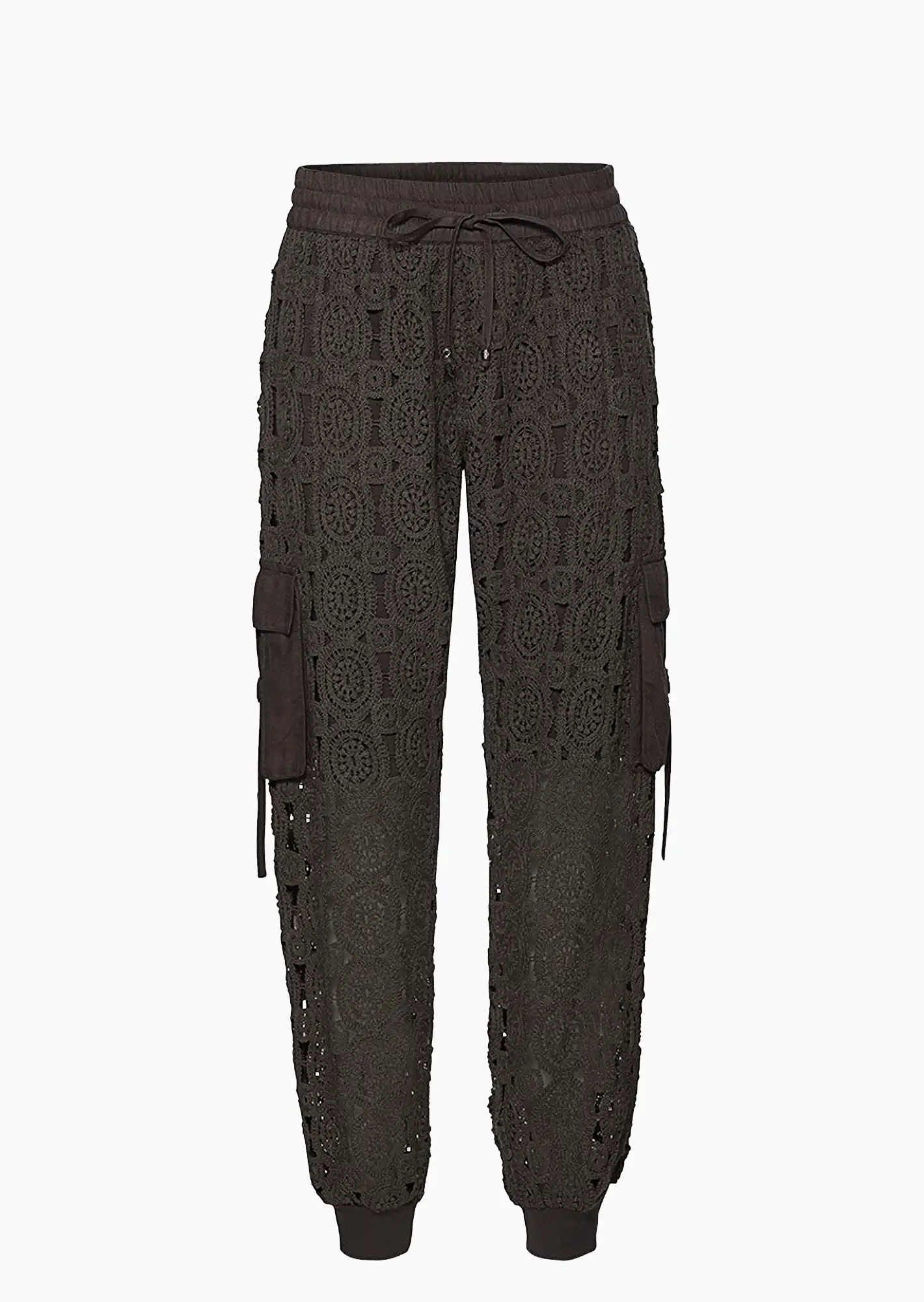 Joggpants aus Crochet, oliv