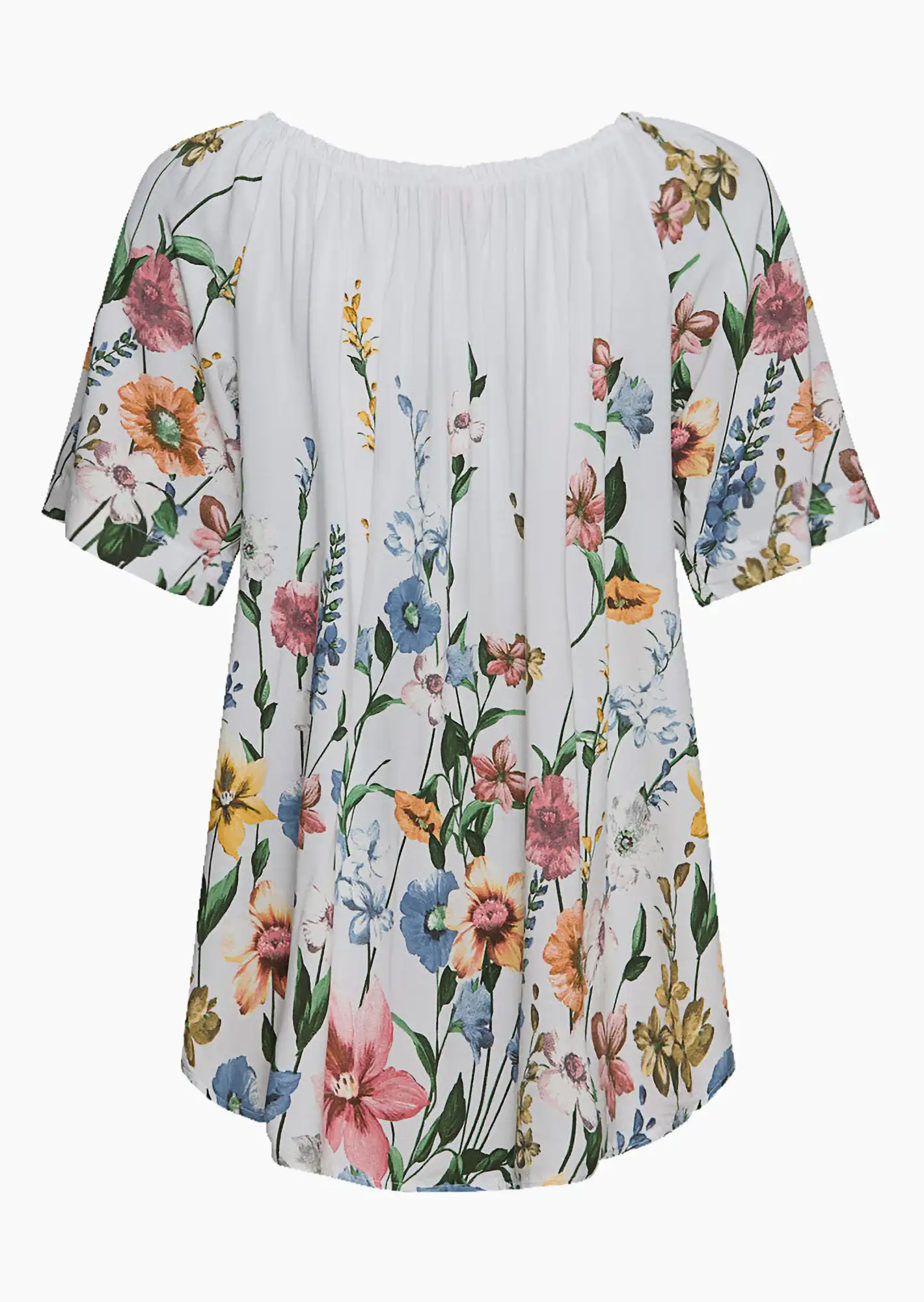florale Bluse, weiß