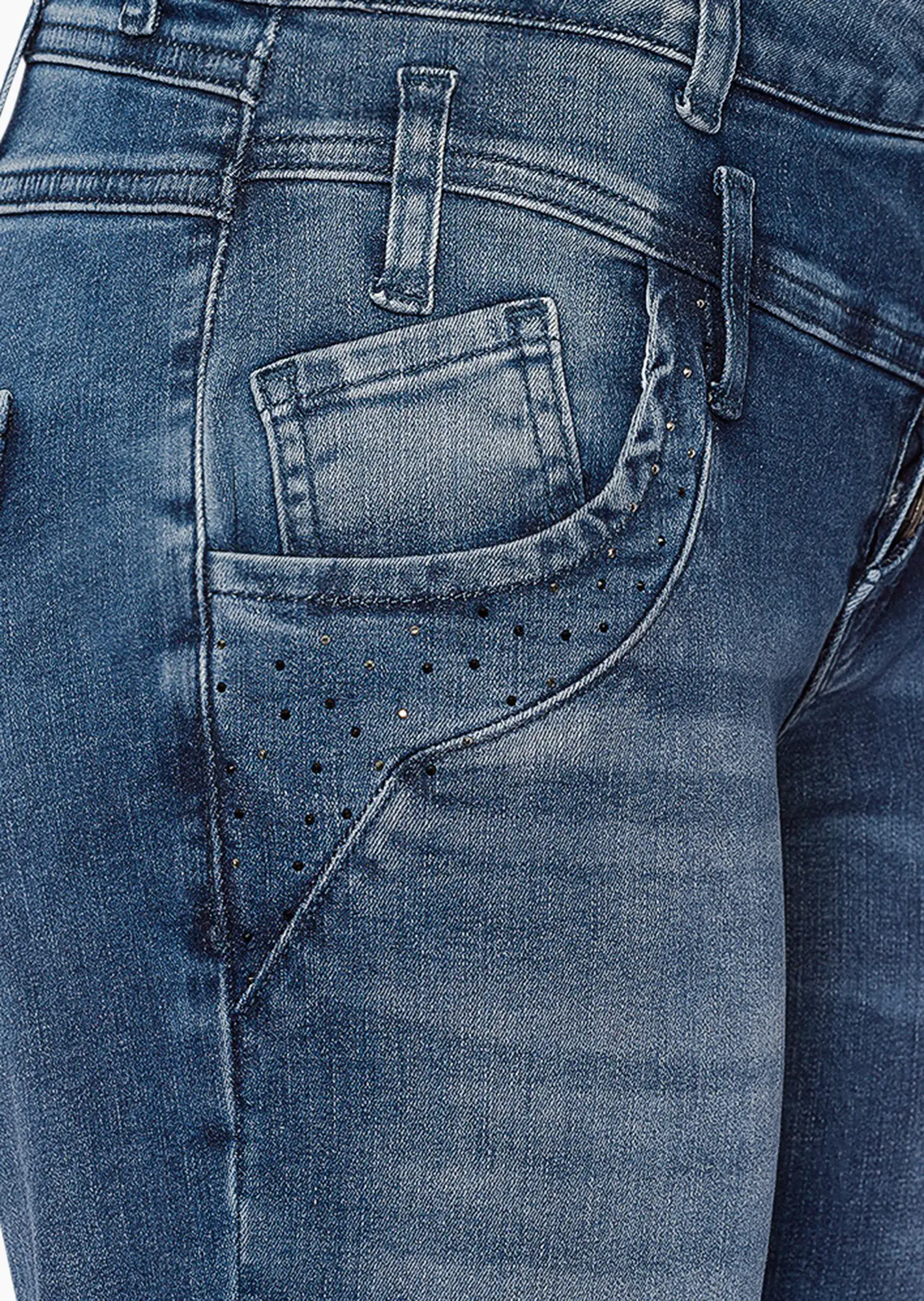 Jeans mit Ziersteinen, blue denim