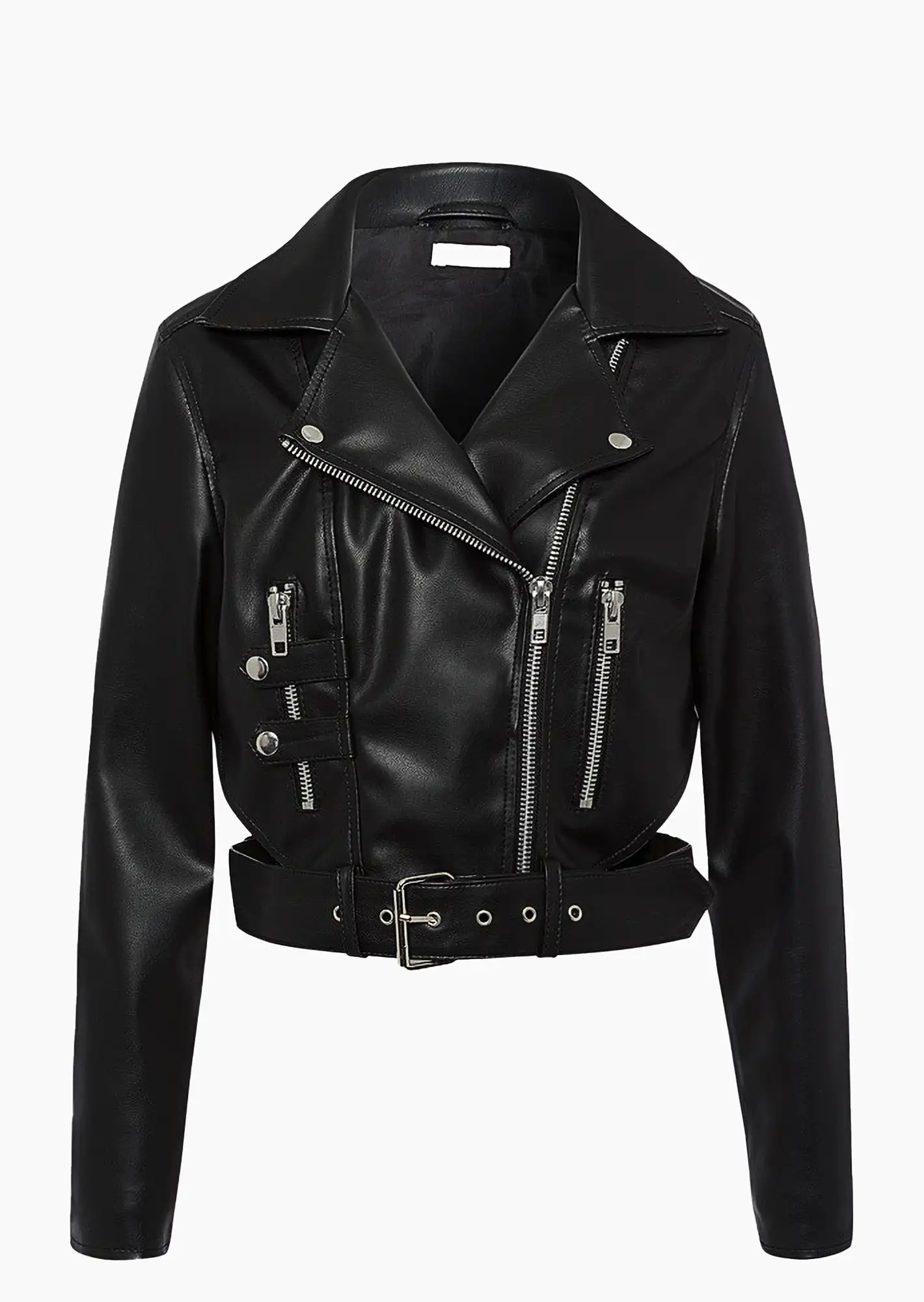 Jacke in Leder-Optik, schwarz