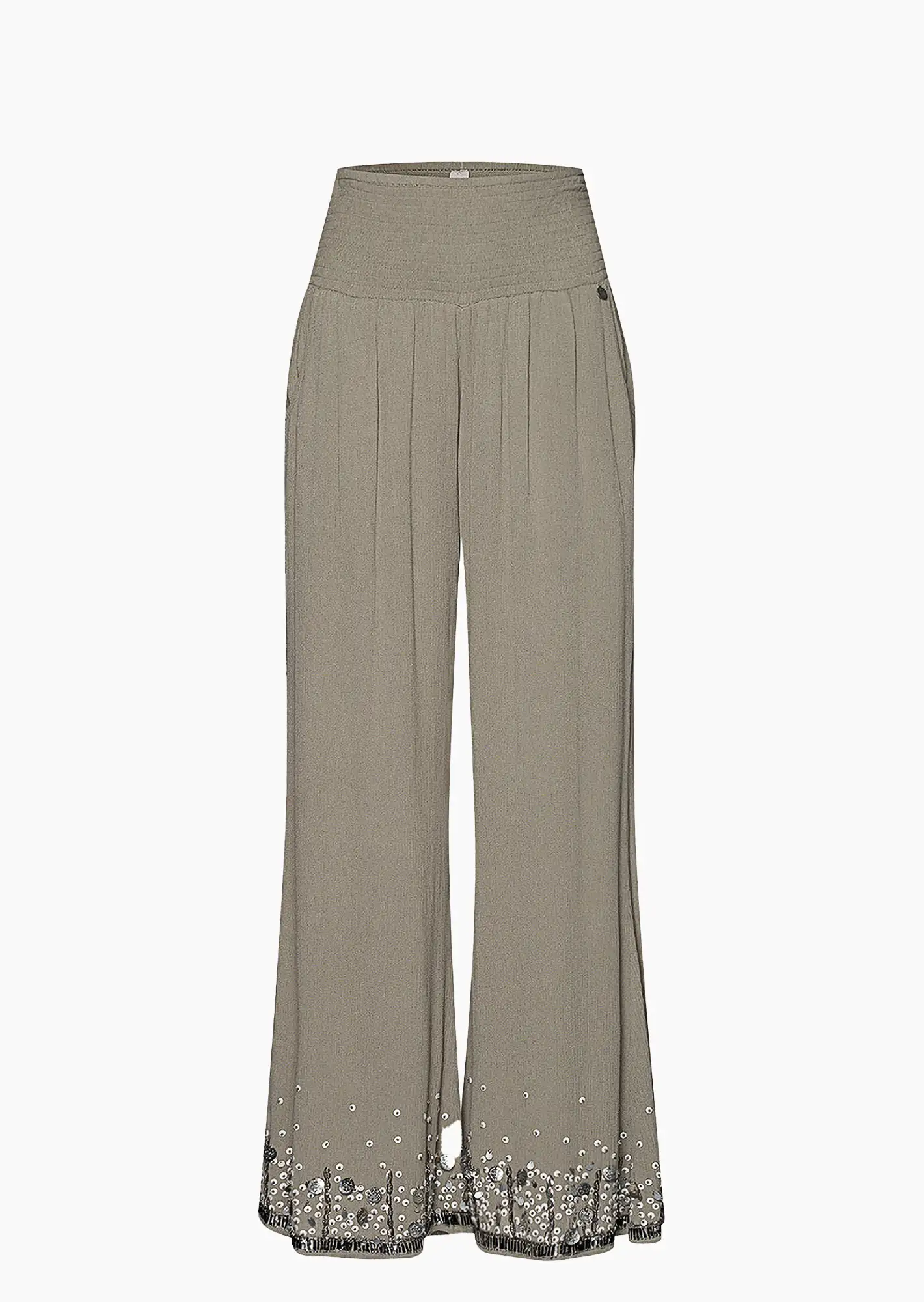 Viskose-Hose mit Pailletten, salbei