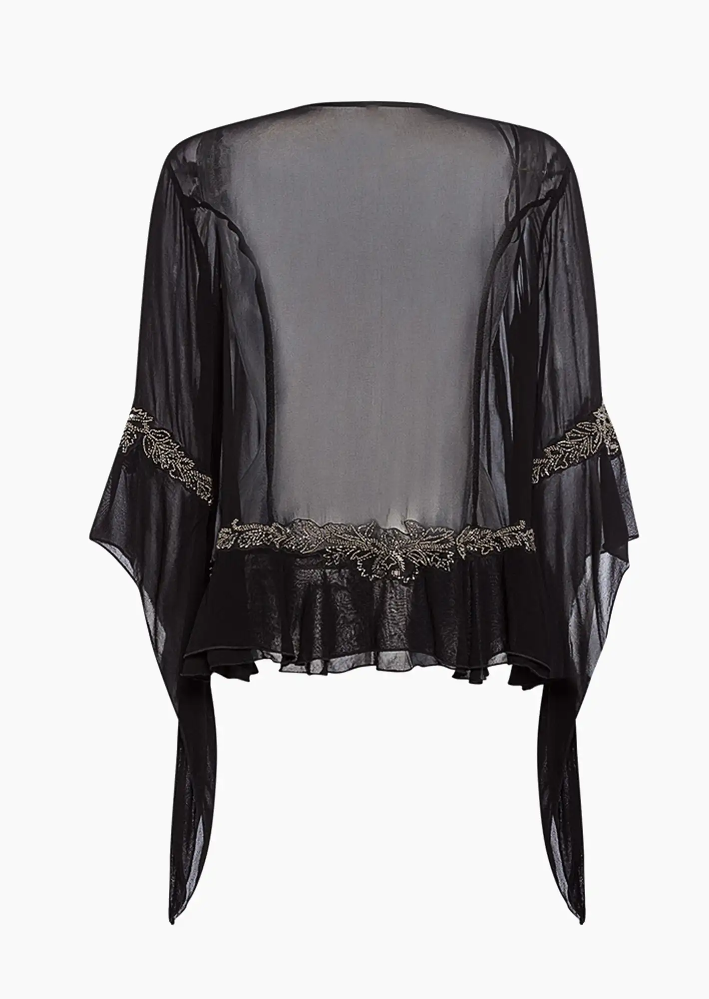 transparente Shirtjacke mit Zierperlen, schwarz