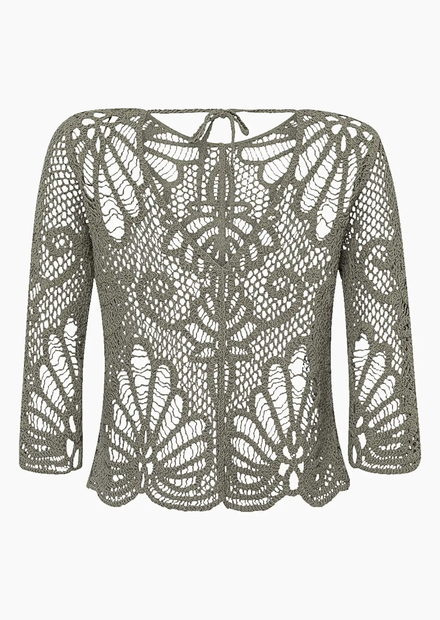 Pullover in Häkel-Optik, khaki