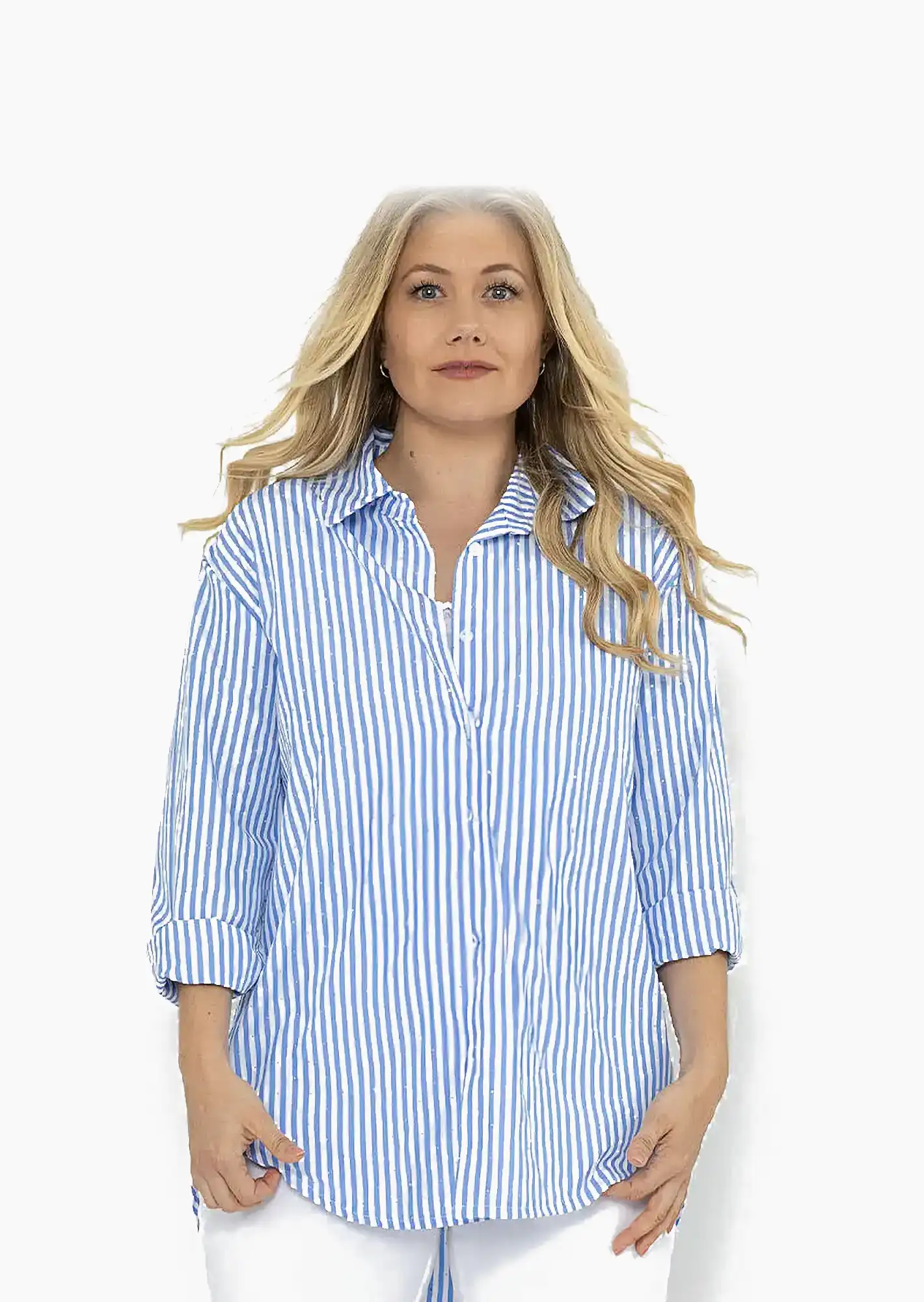 Bluse gestreift, blau-weiß