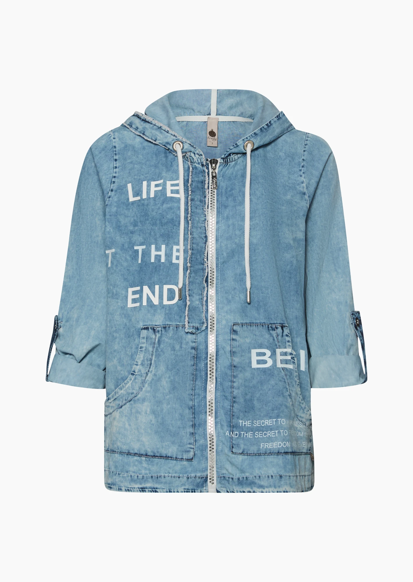 Jeansjacke mit Kapuze, light blue denim
