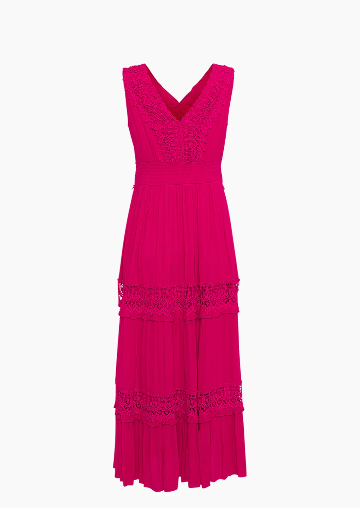 Kleid mit Häkelspitze, pink flash