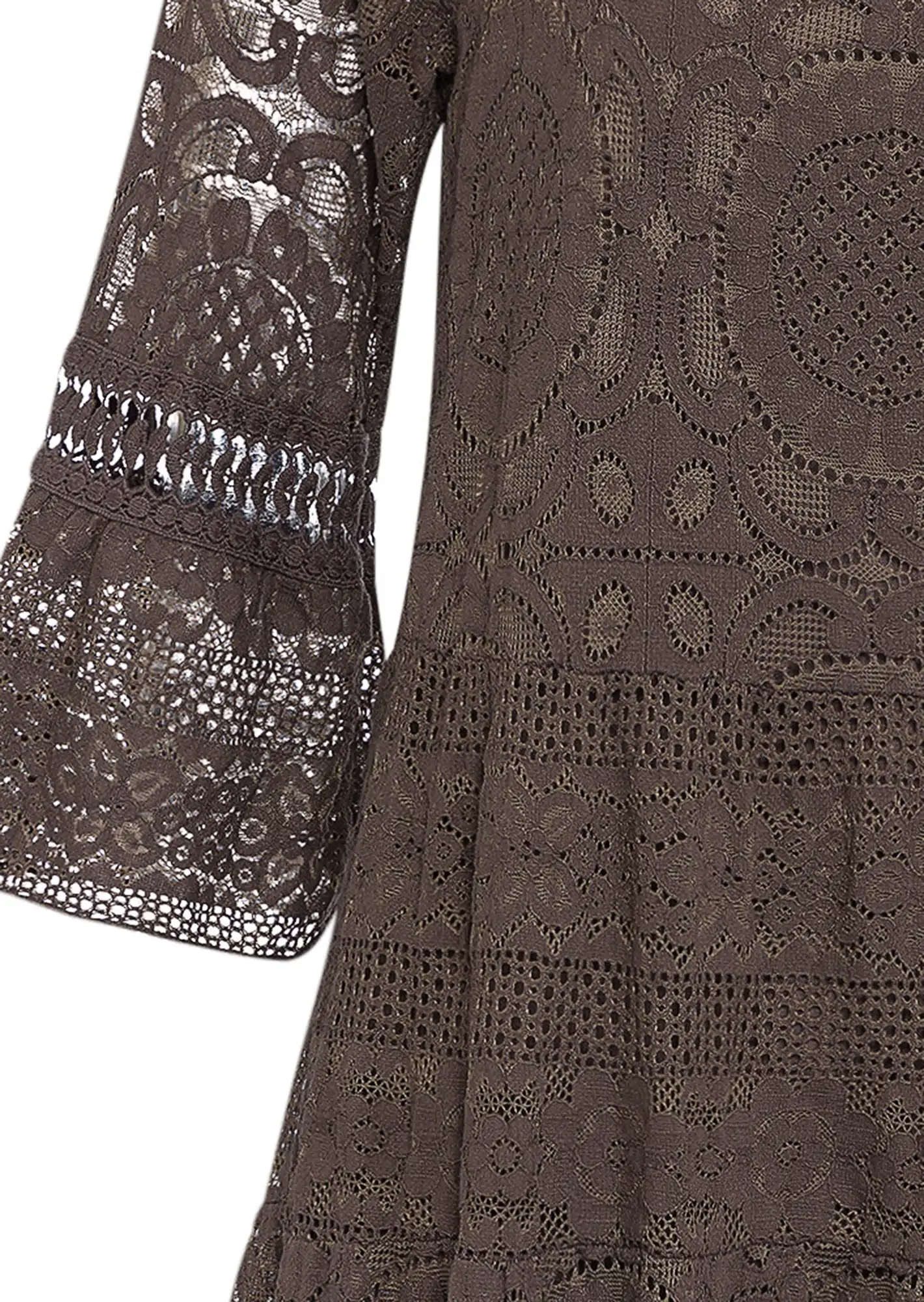 Kleid mit Spitze, taupe