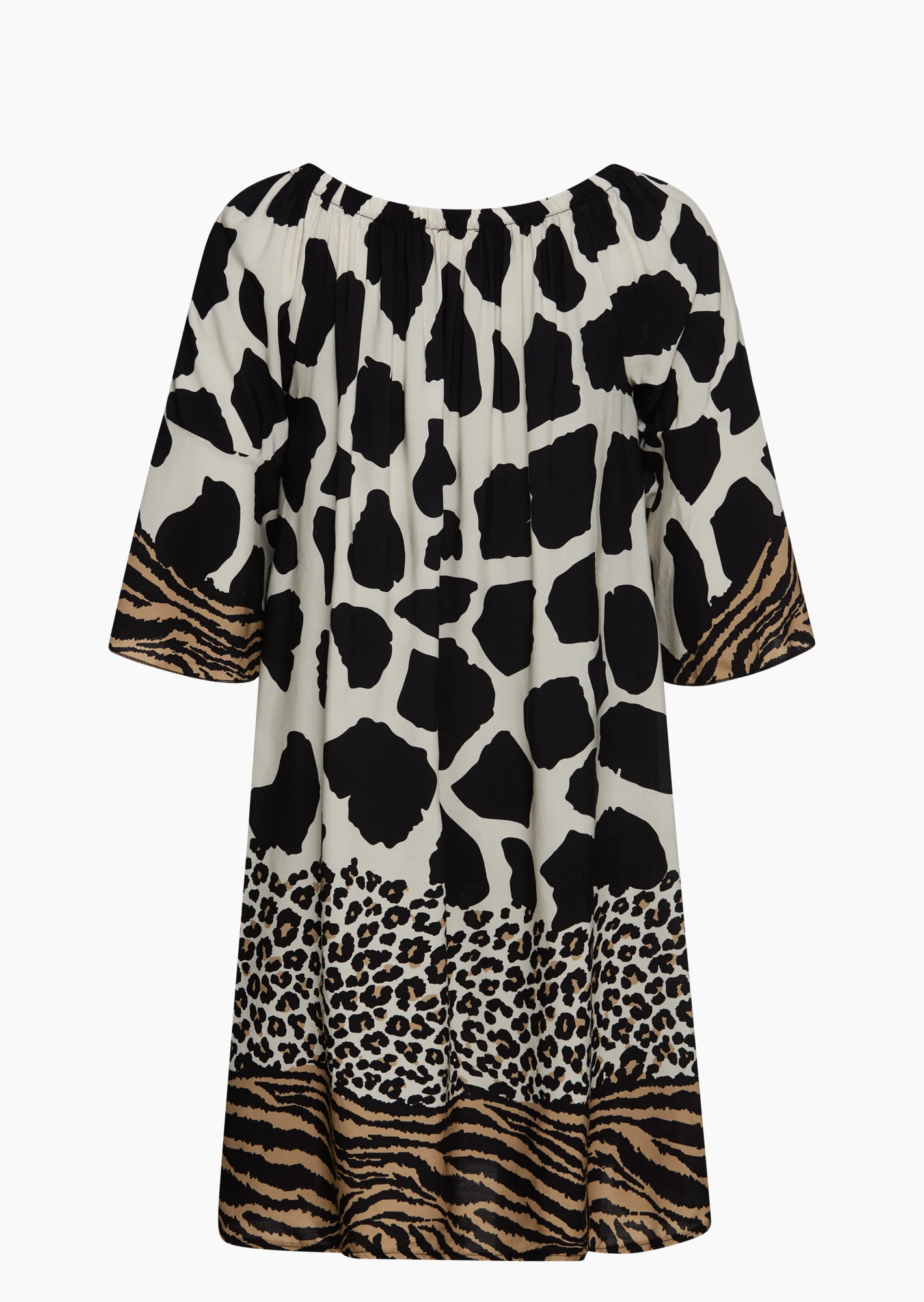 Kleid im Alloverprint, schwarz-offwhite