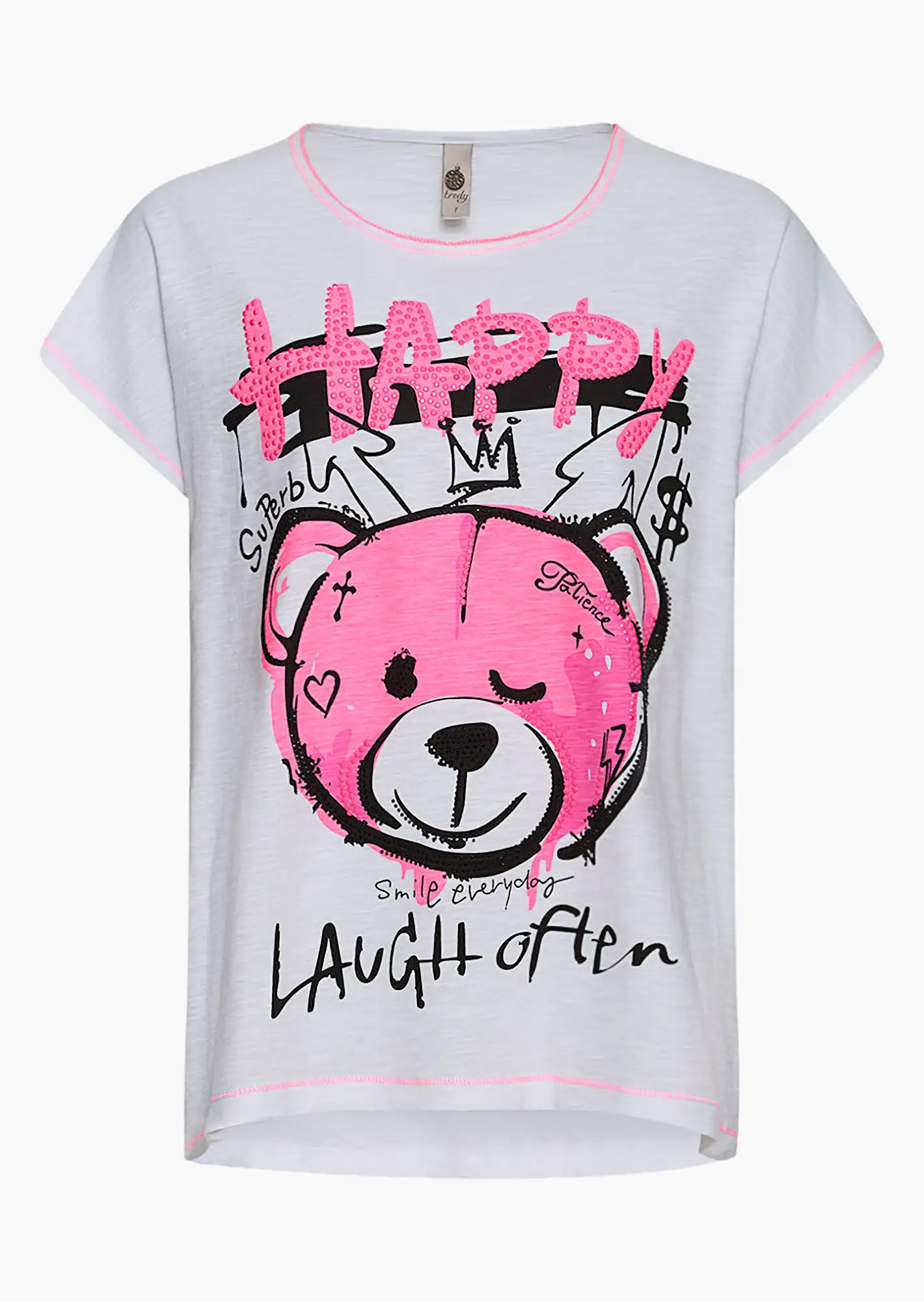 Shirt 'Happy', neonpink