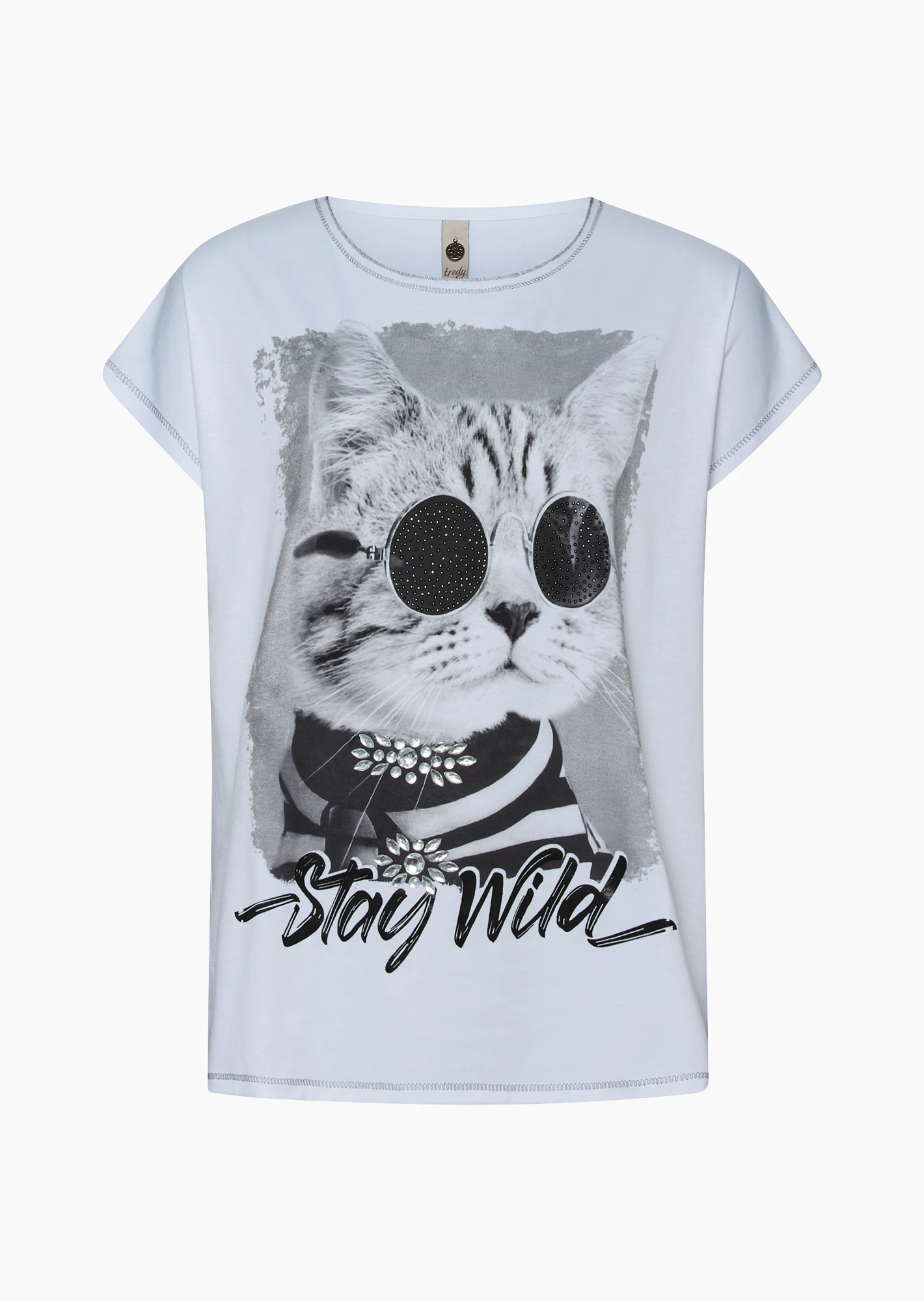 Shirt 'Katze', weiß