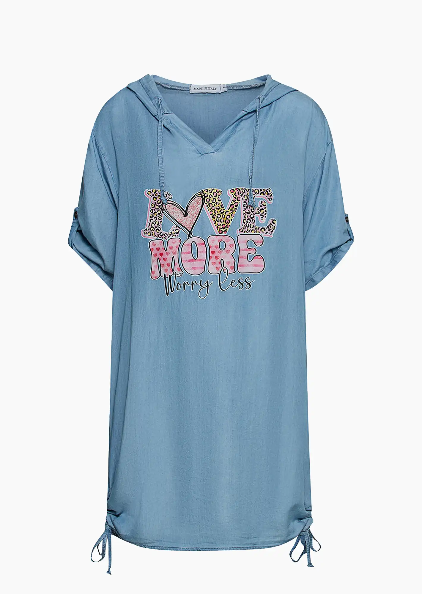 Denim-Kleid 'Love more', bleached denim