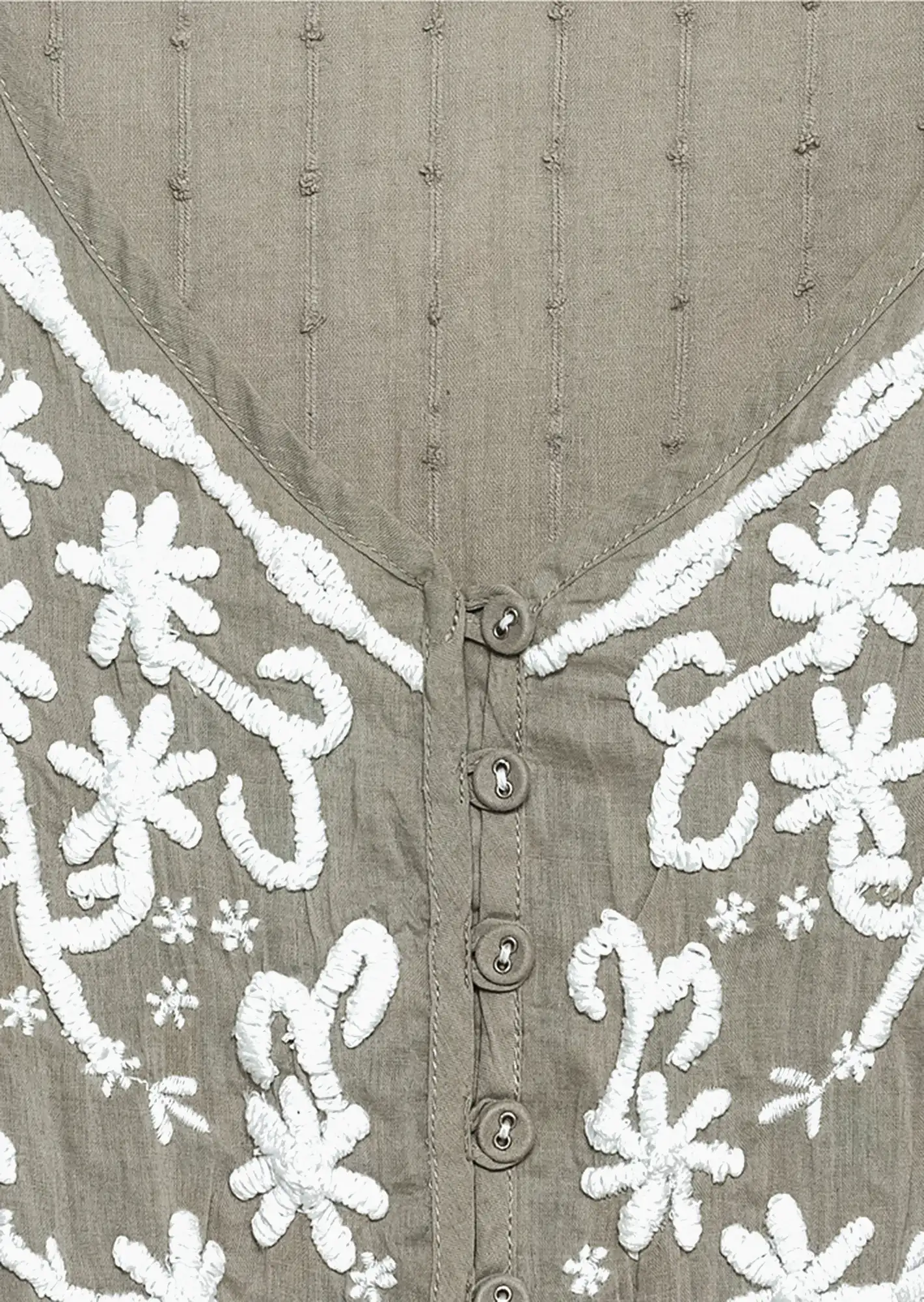 Kleid mit Volant, salbei-weiß