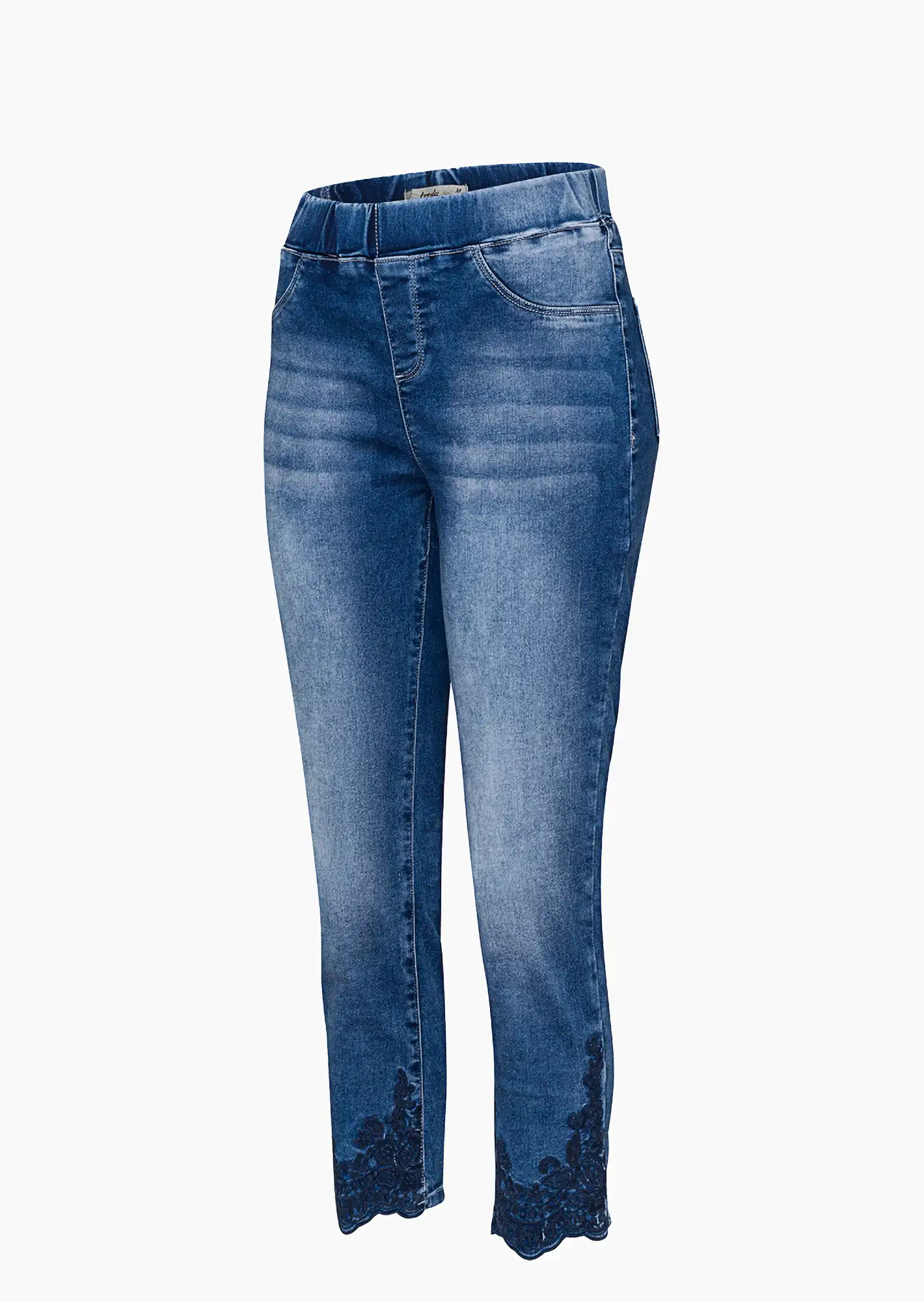 Jeggings mit Stickerei, blue denim