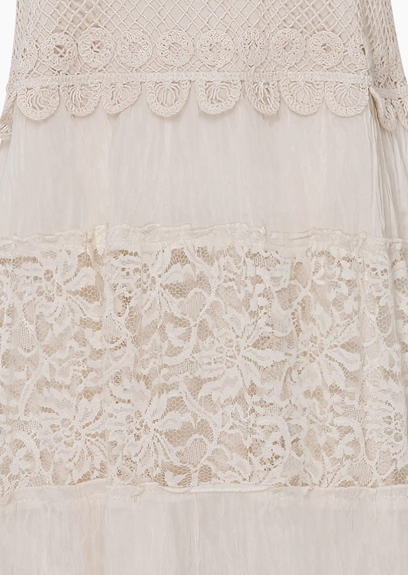 Kleid mit Spitze, crema