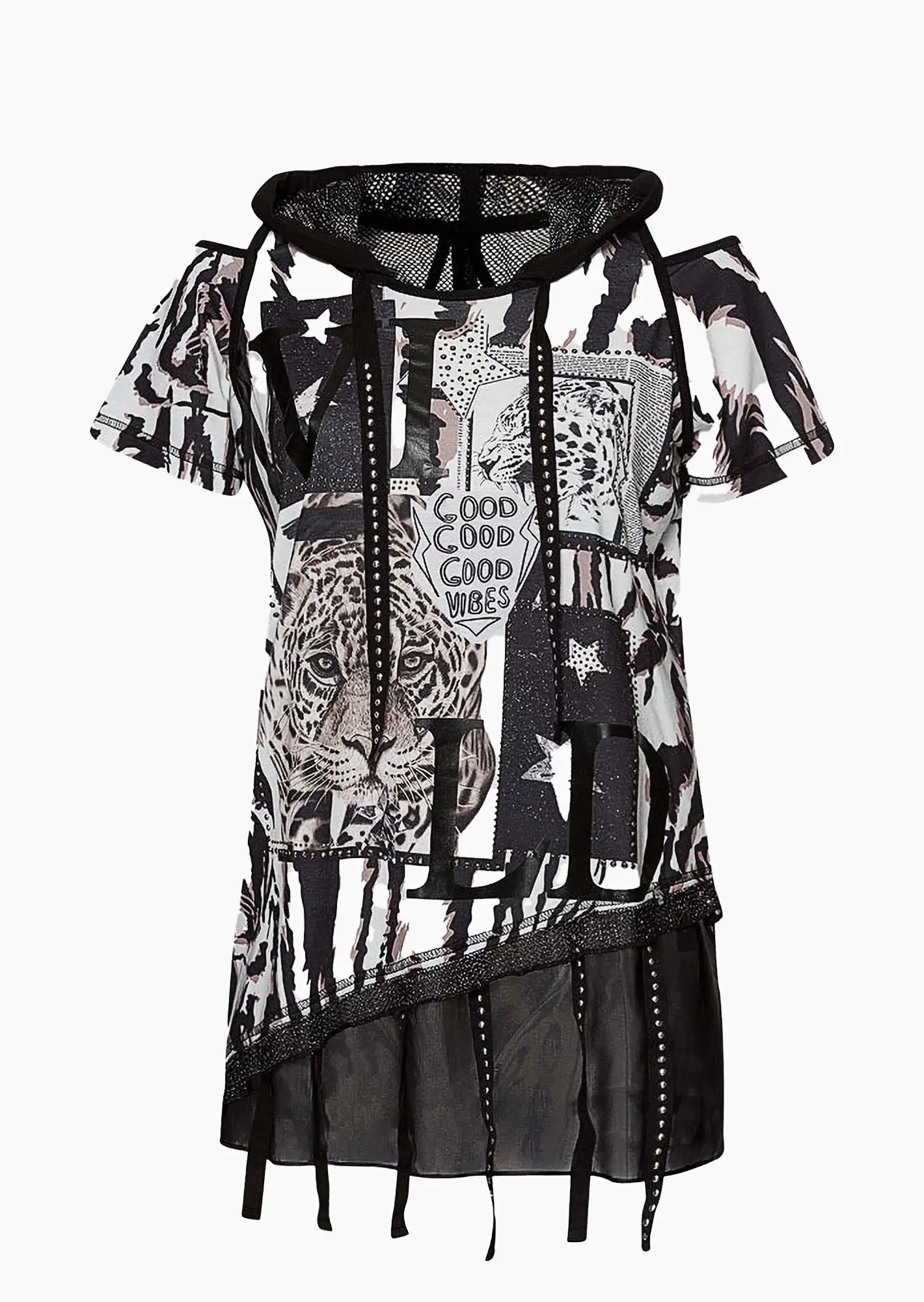 Shirt 'Wild', schwarz-weiß