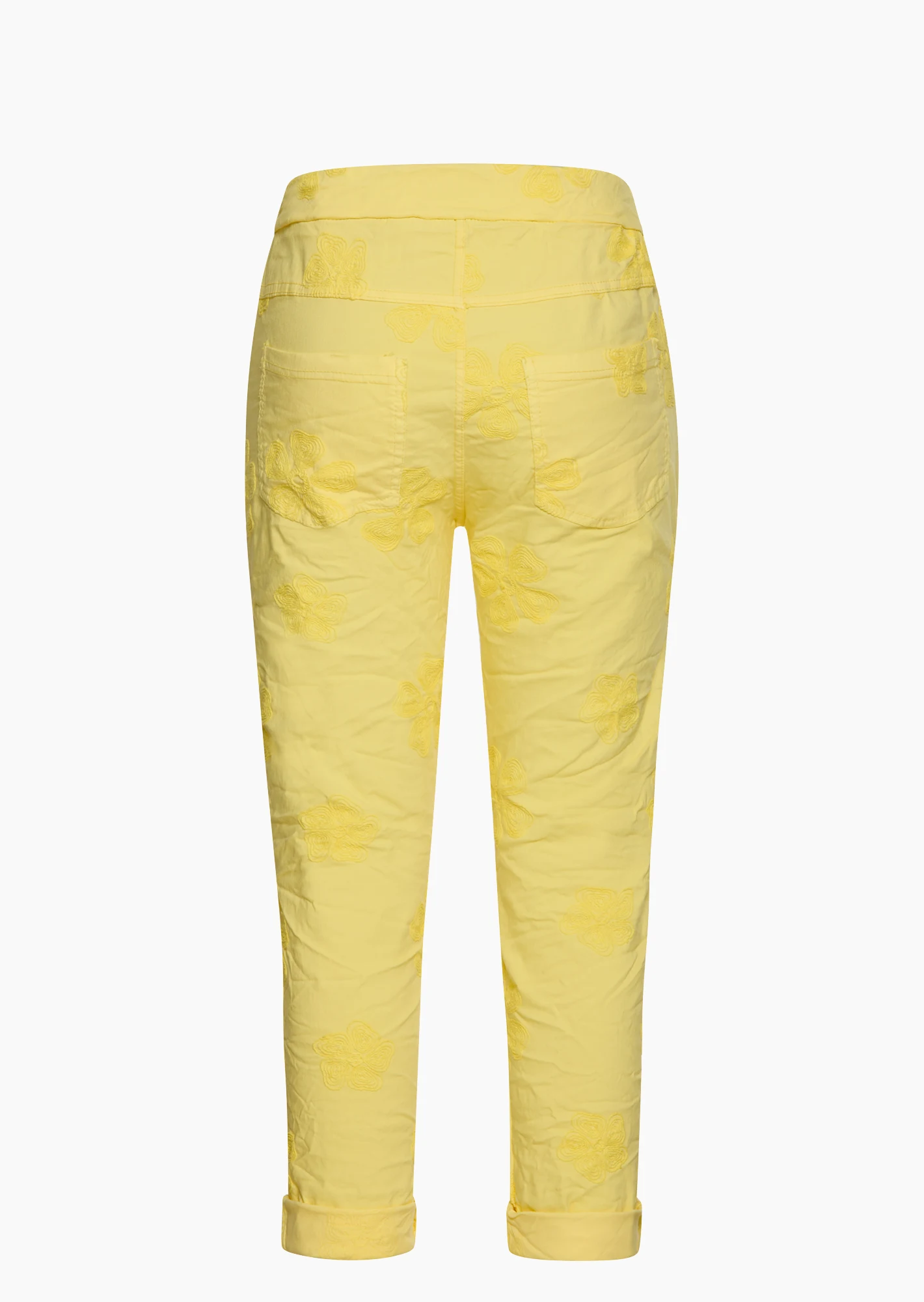 Joggpants Blumen, butter yellow