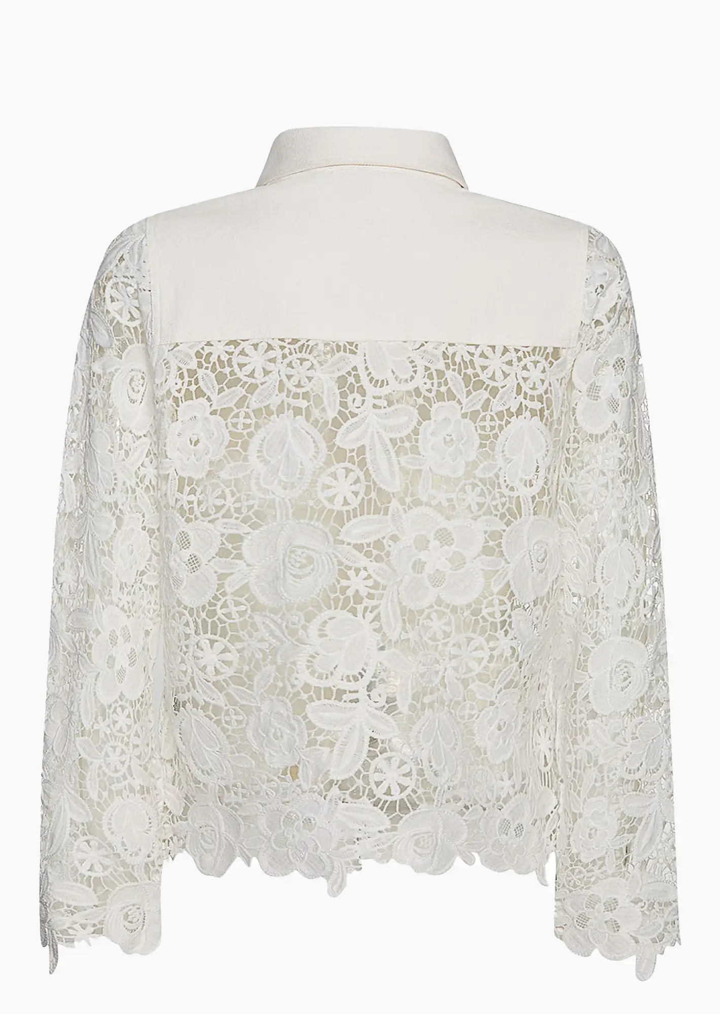 Jeansjacke mit Häkelspitze, offwhite