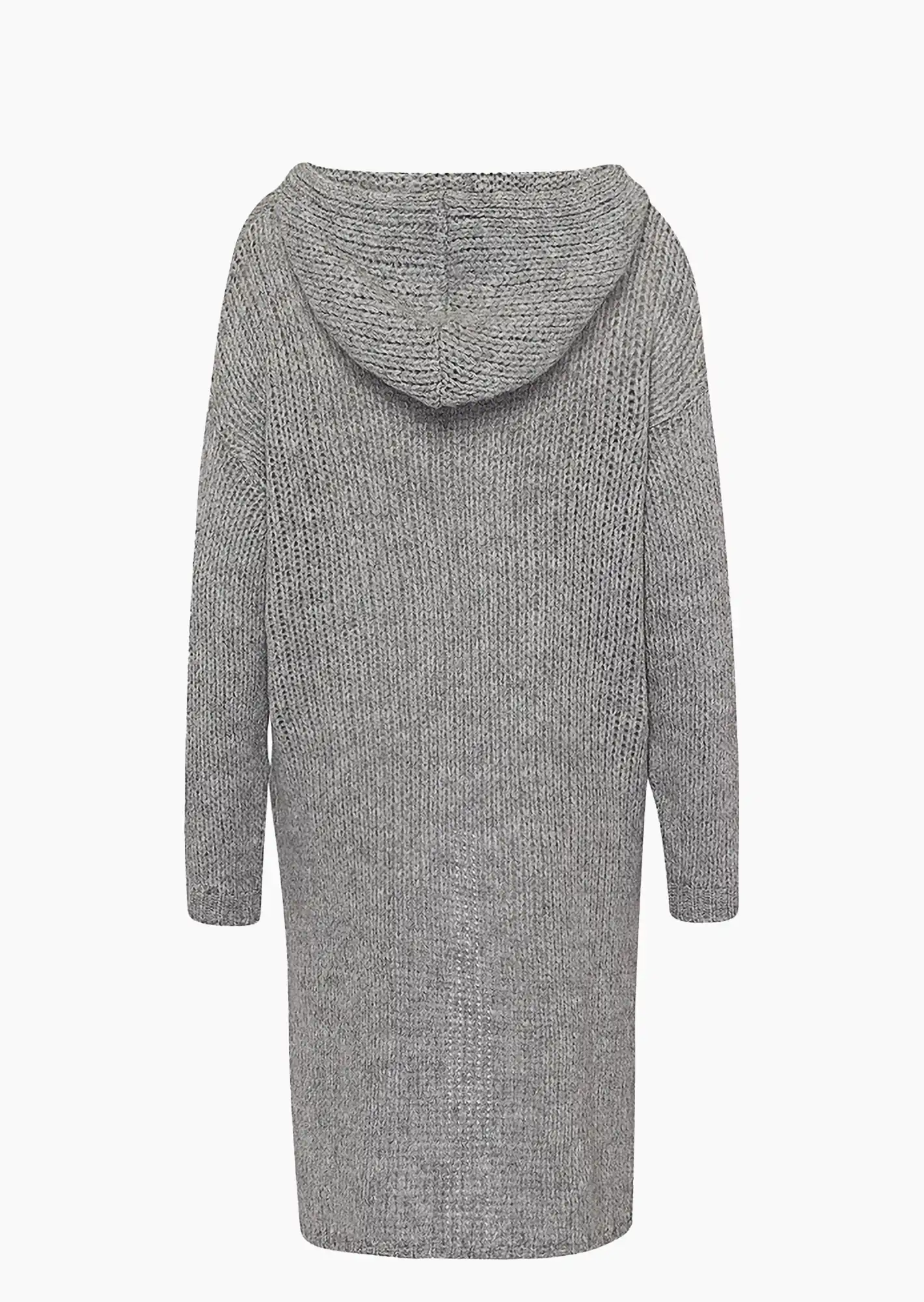 Strickpullover mit Kapuze, silber-melange
