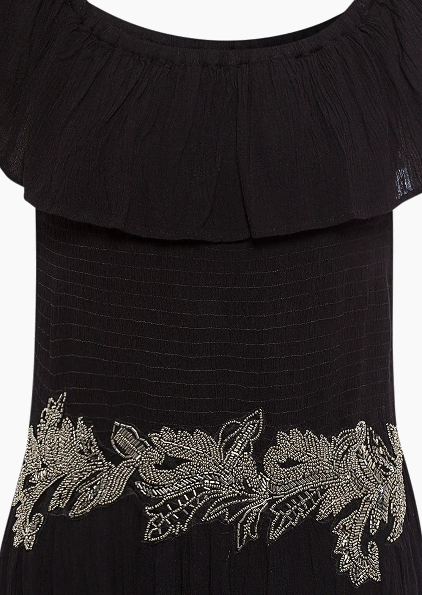 Maxikleid mit Perlen, schwarz