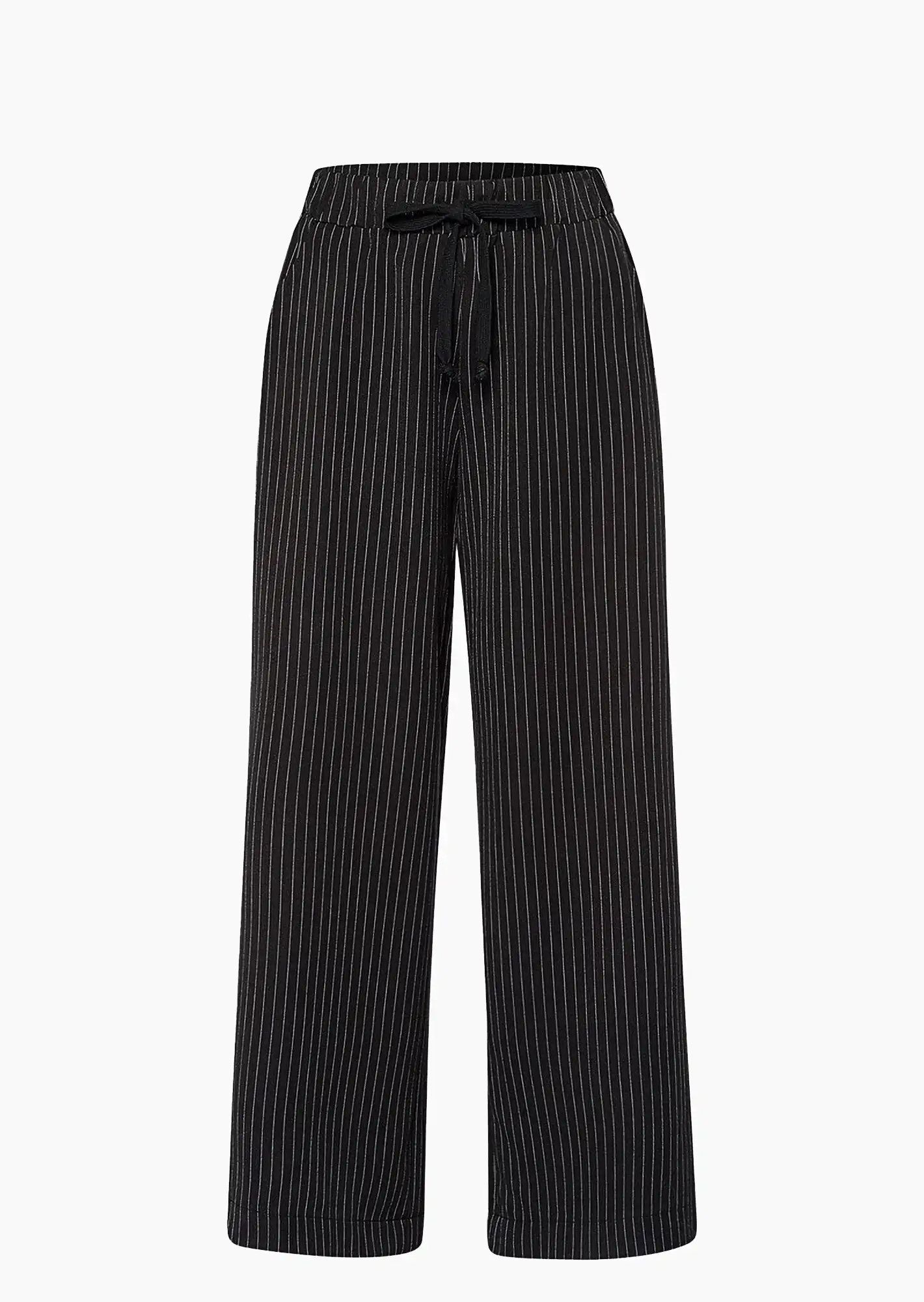 Wide Leg Hose lang, schwarz