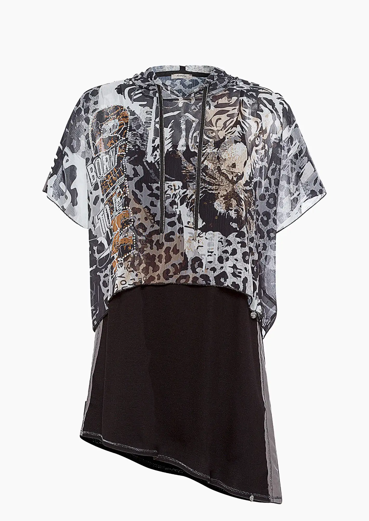 2 in 1 Shirt im Layering-Look, schwarz